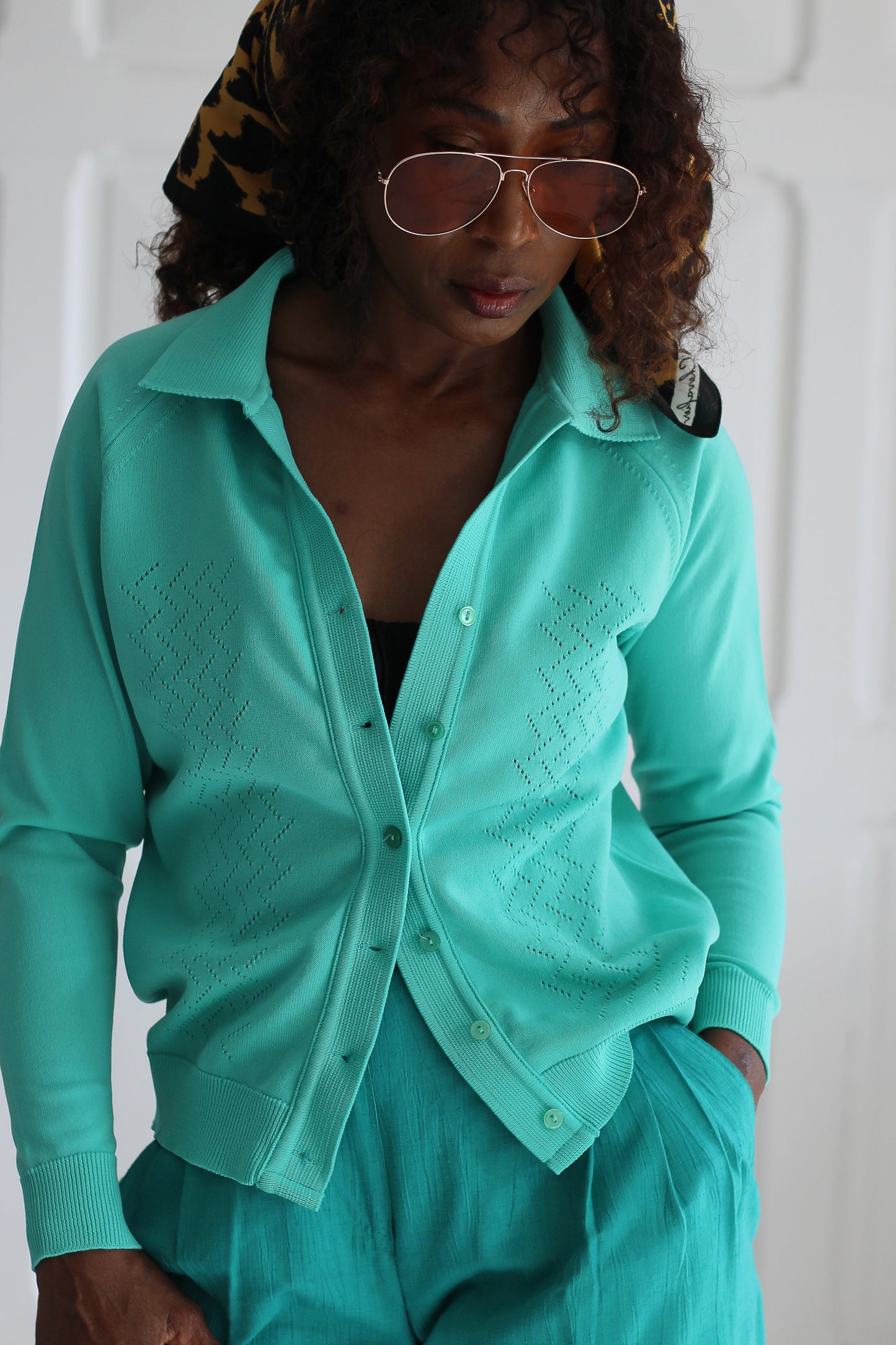 Gilet vintage turquois
