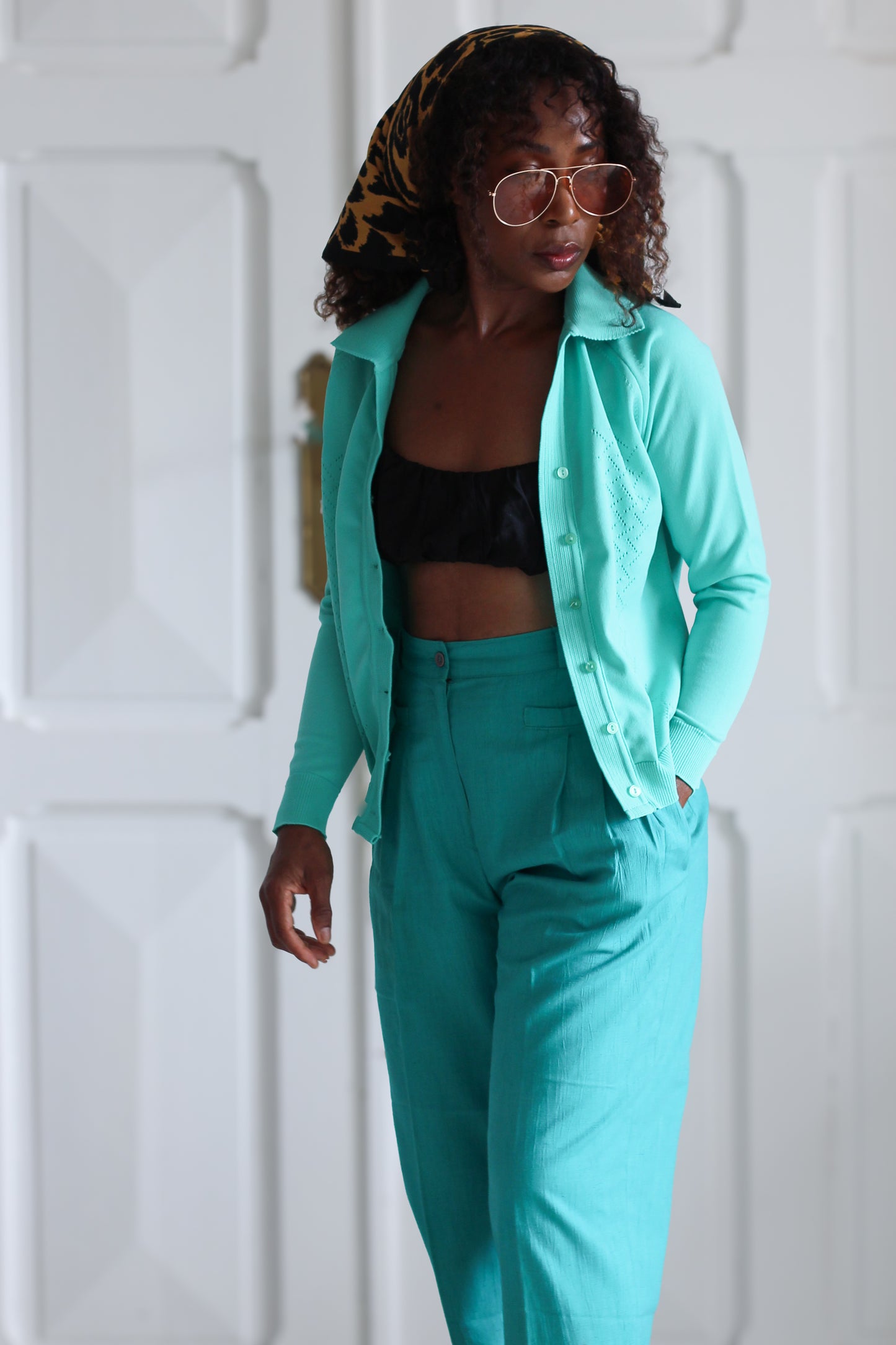 Gilet vintage turquois