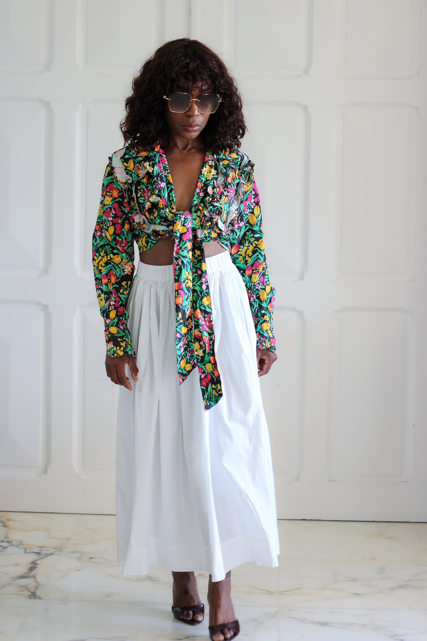 Blouse vintage à motifs