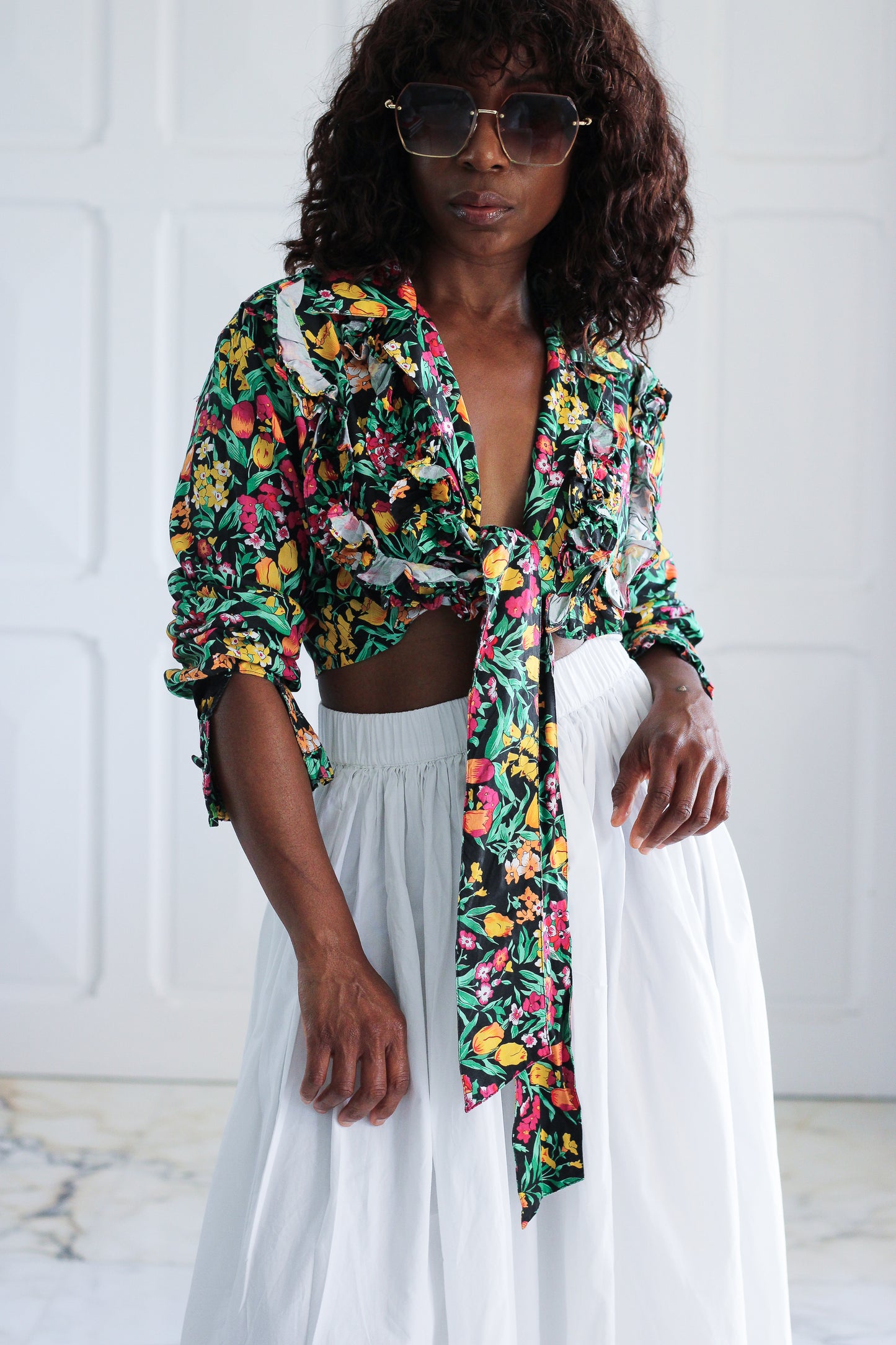 Blouse vintage à motifs