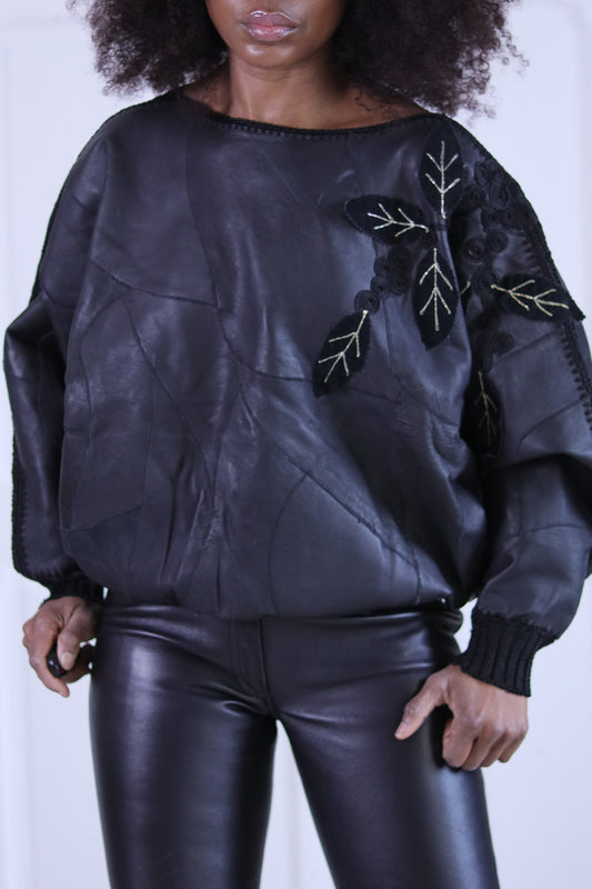 haut en cuir vintage