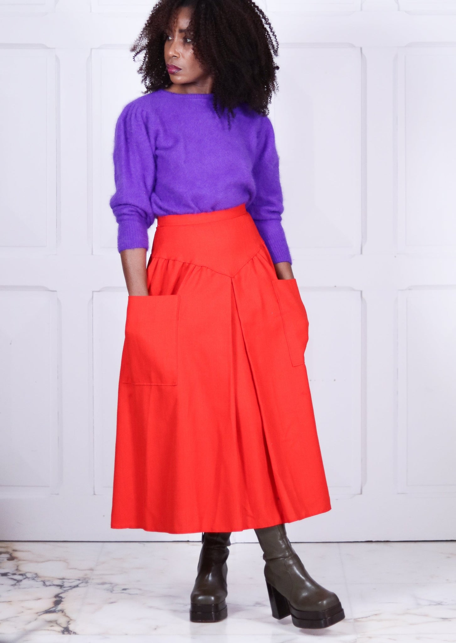 Jupe rouge outlet taille haute