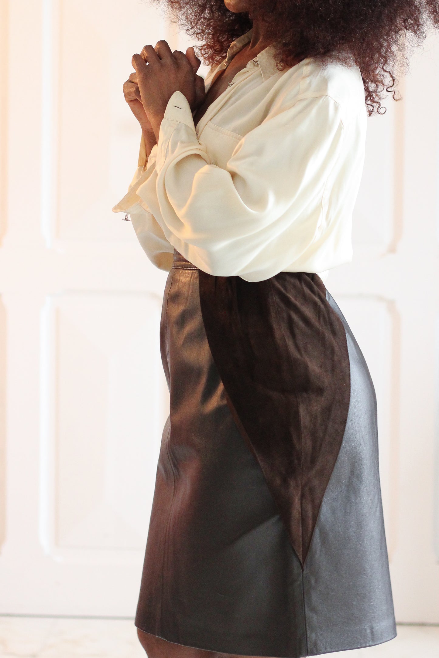 Jupe cuir et daim vintage