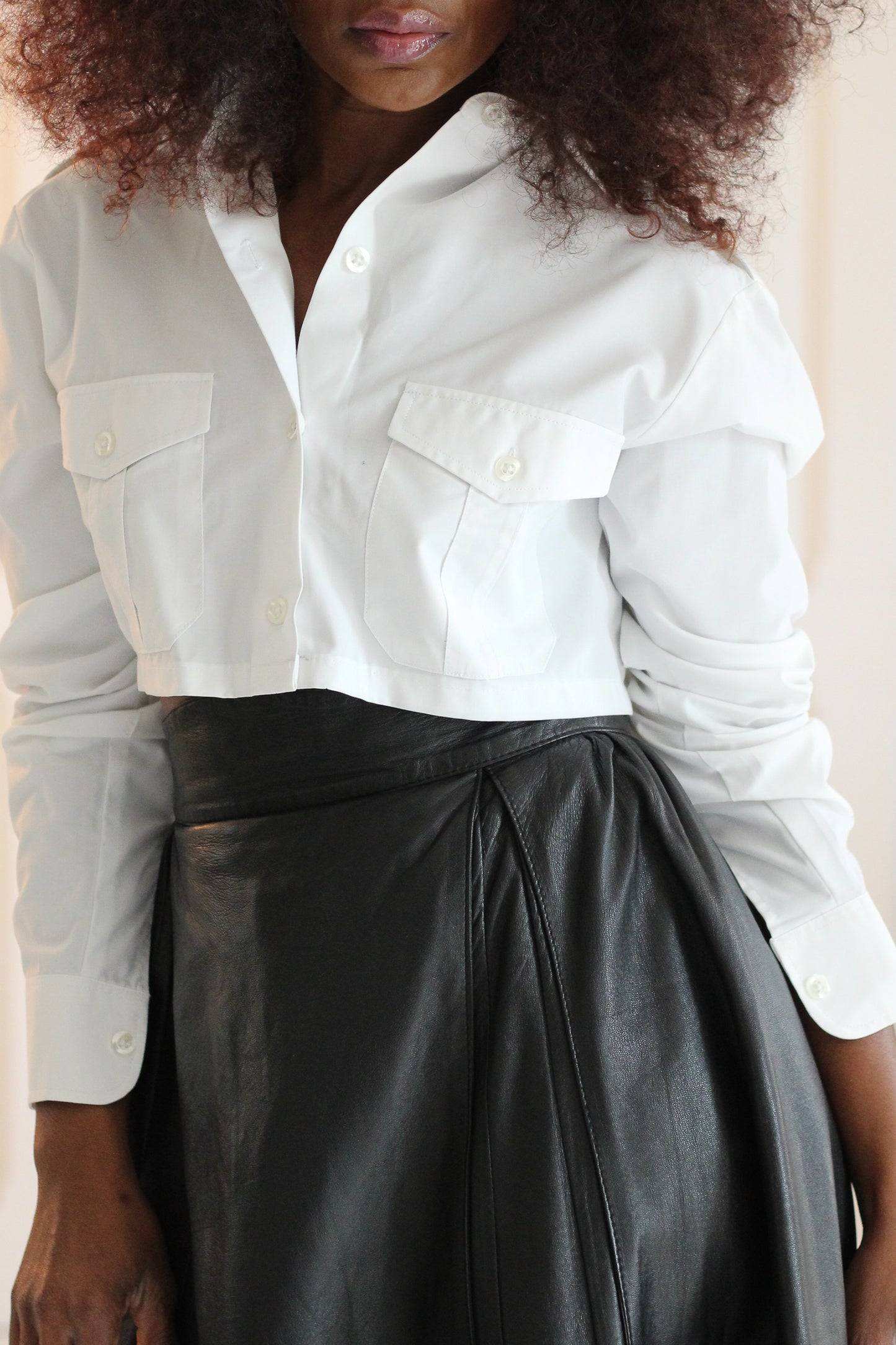 Jupe évasée taille haute cuir