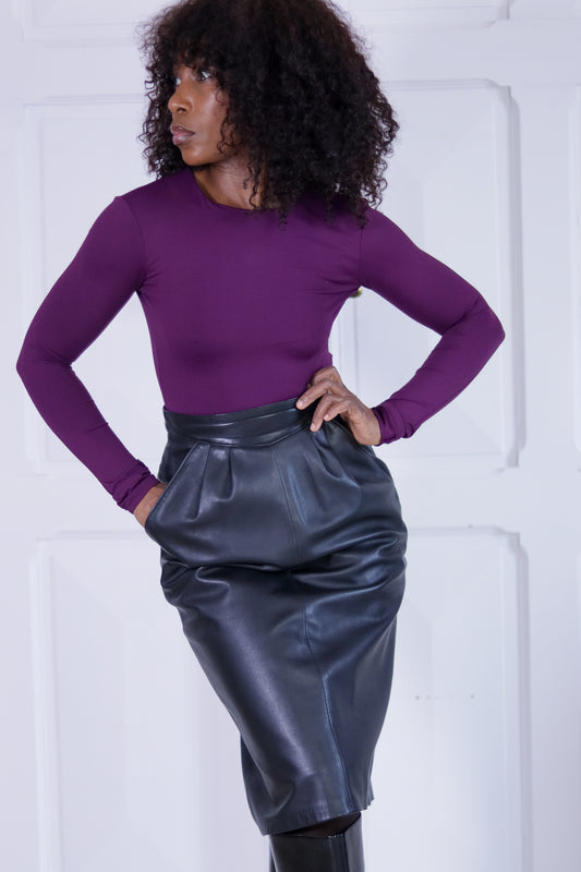 Jupe taille haute en cuir