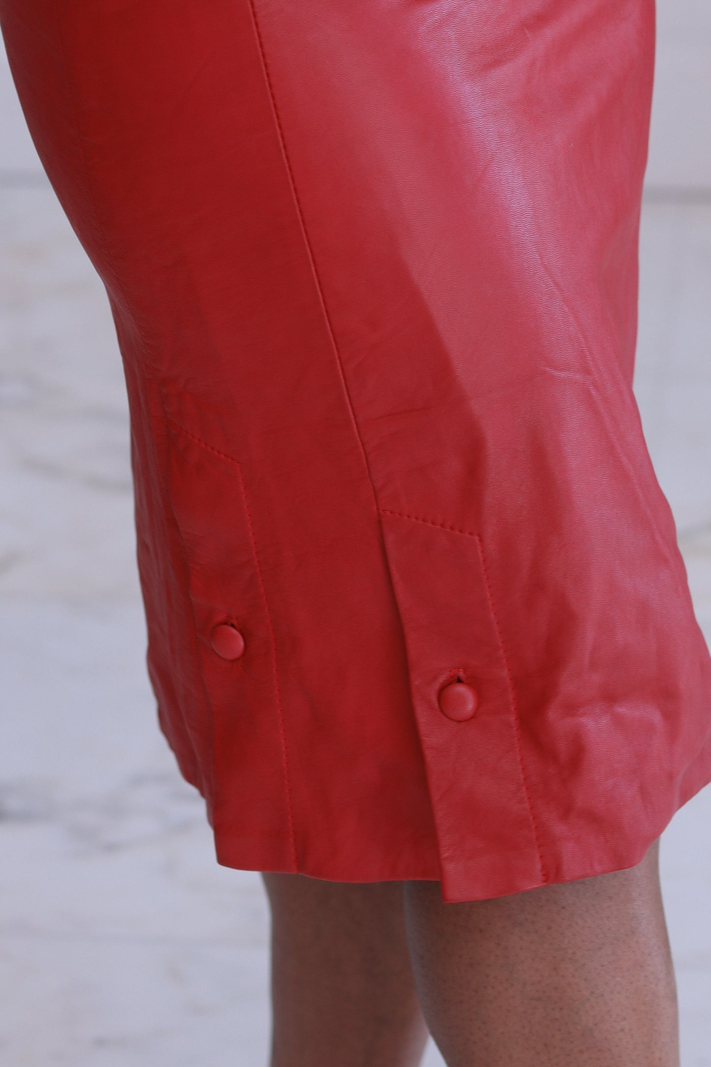 Jupe cuir rouge