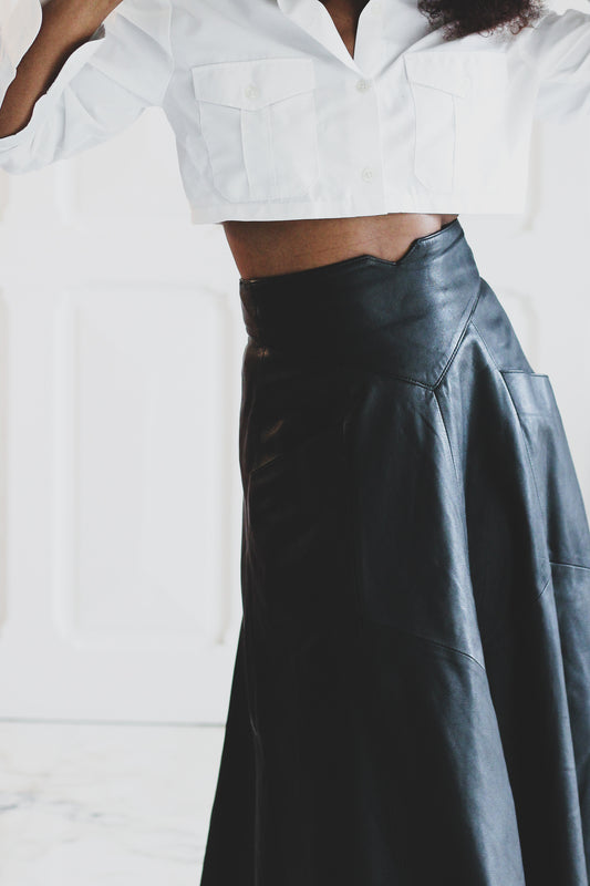 Jupe taille haute cuir