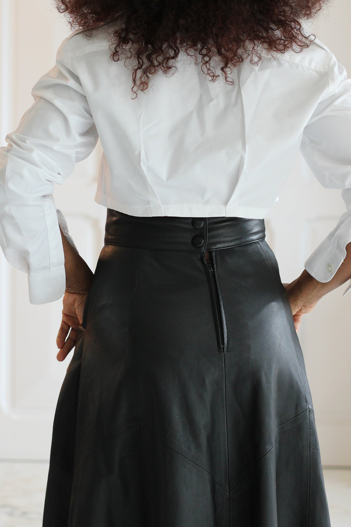 Jupe taille haute cuir