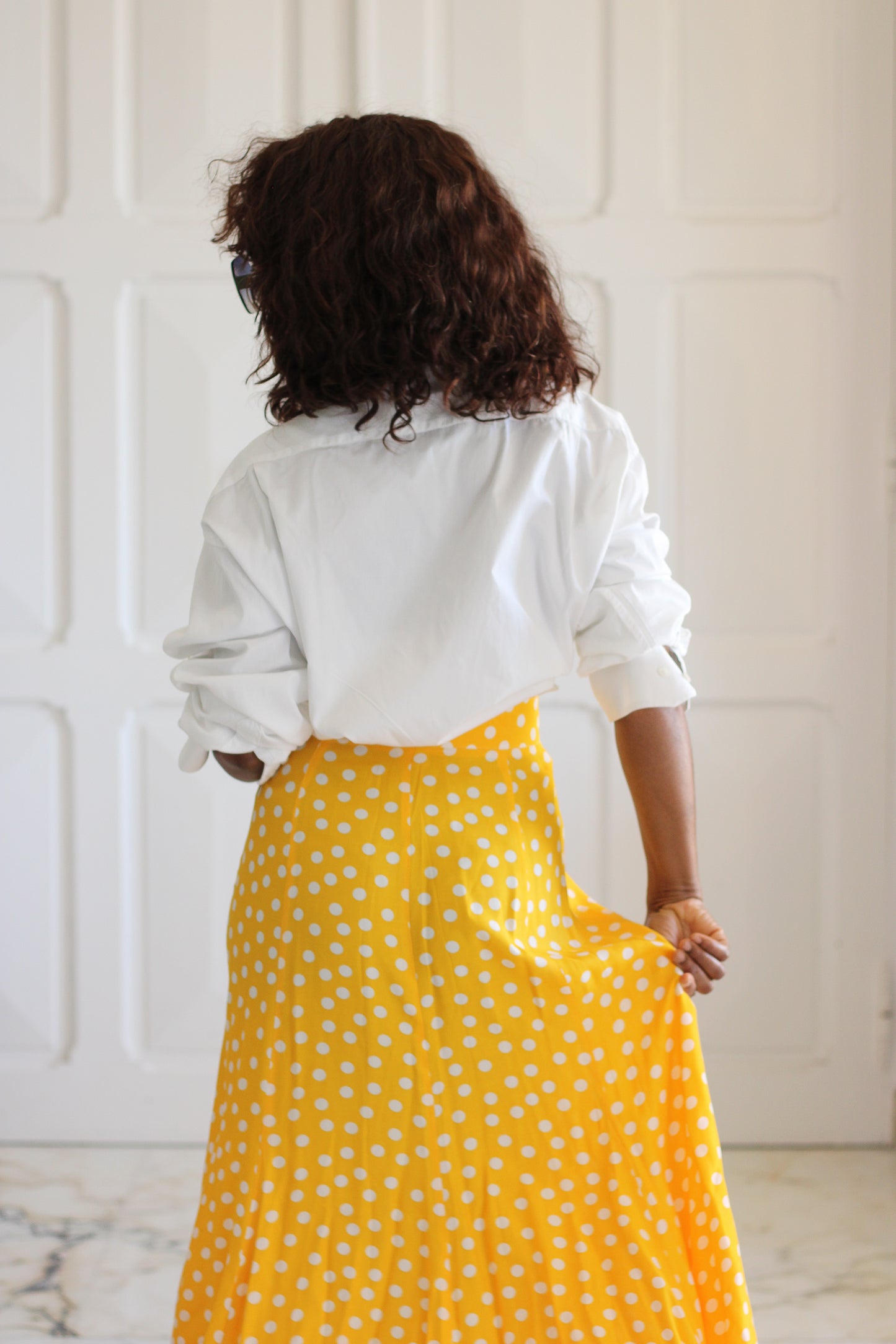 Jupe vintage jaune à pois