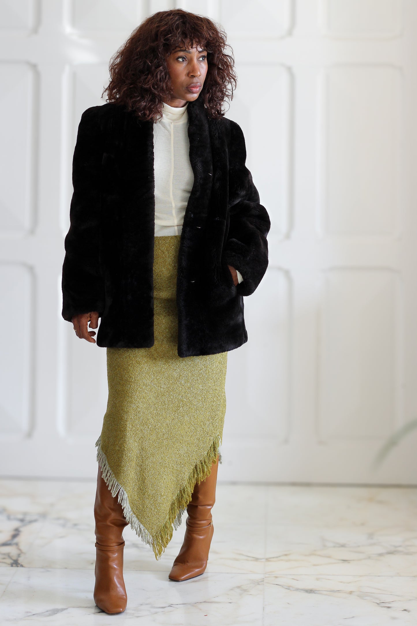 Jupe asymétrique vintage en laine