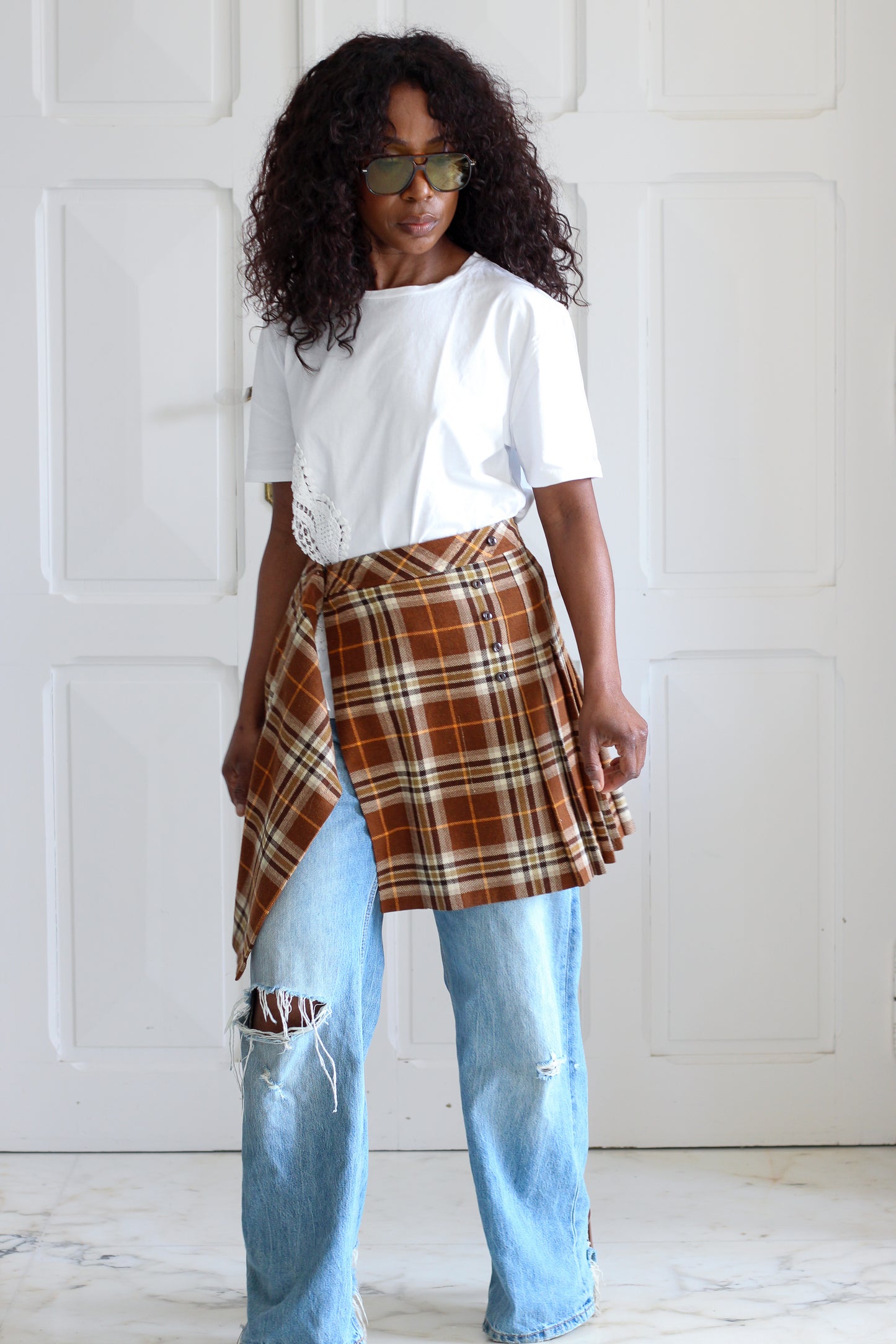 Jupe courte à motif tartan