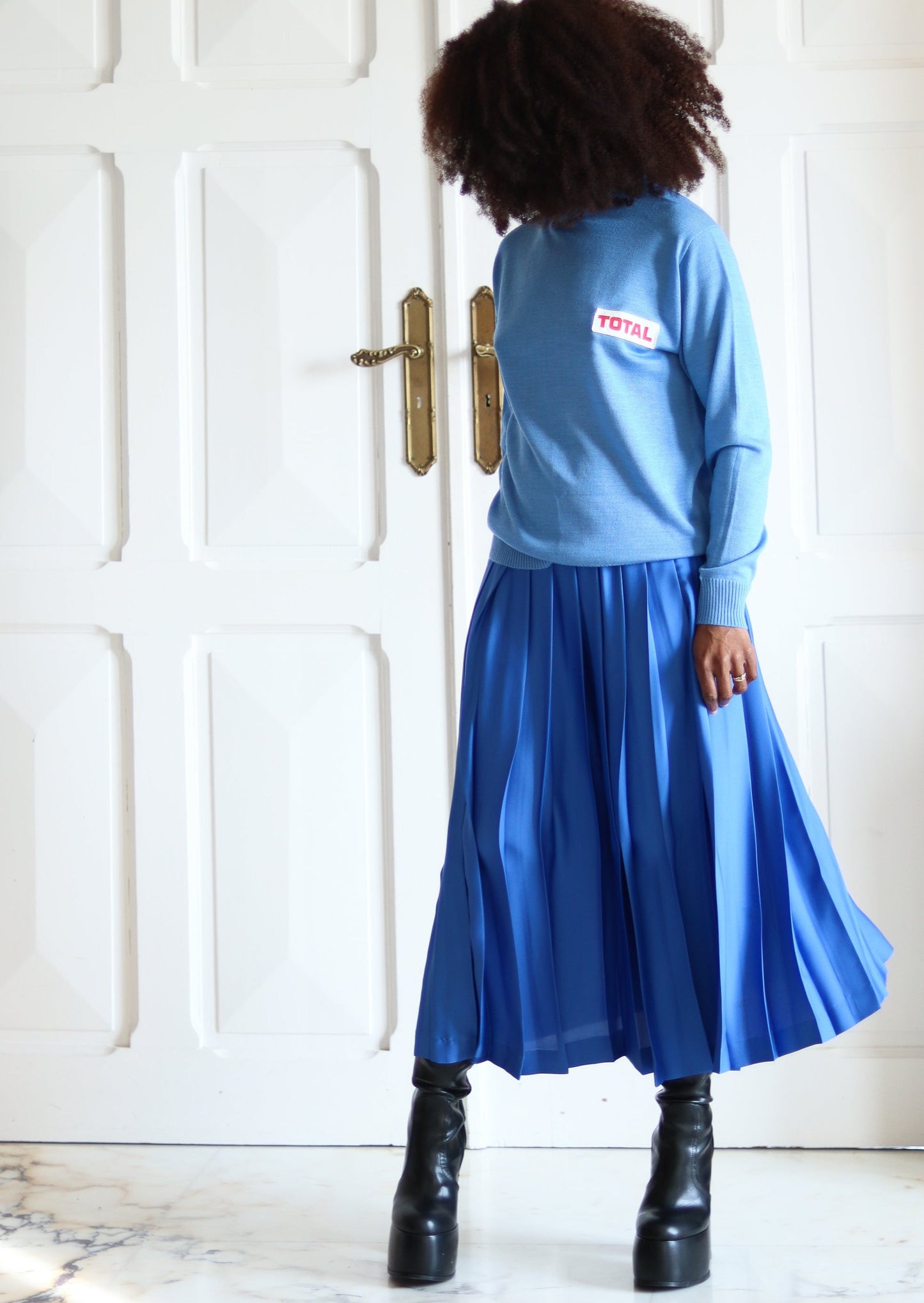 Jupe bleue plissée vintage