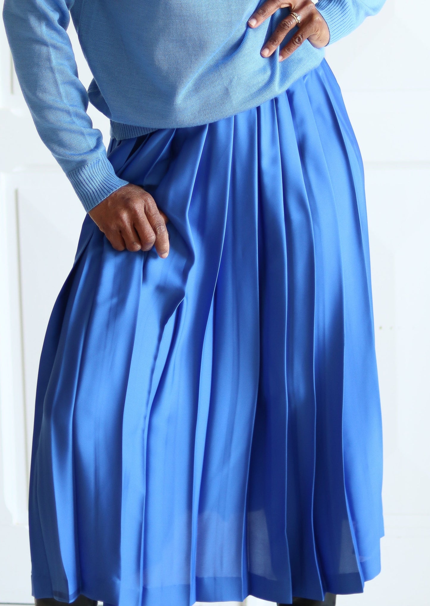 Jupe bleue plissée vintage