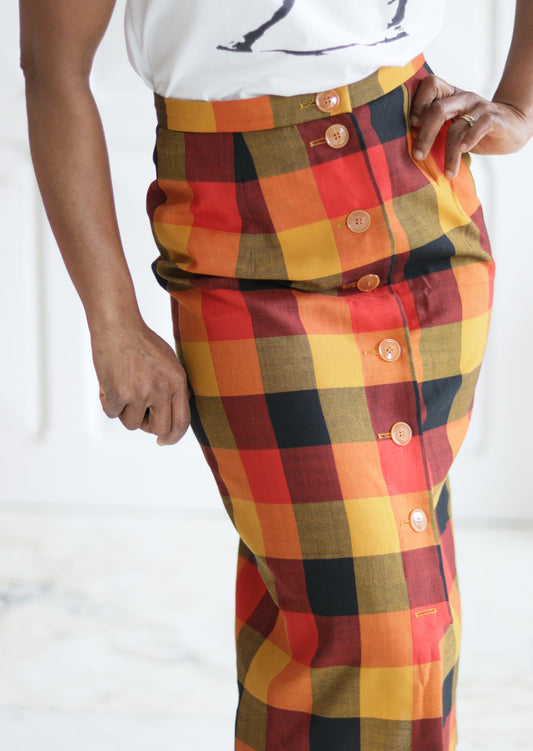 jupe vintage motif carreaux