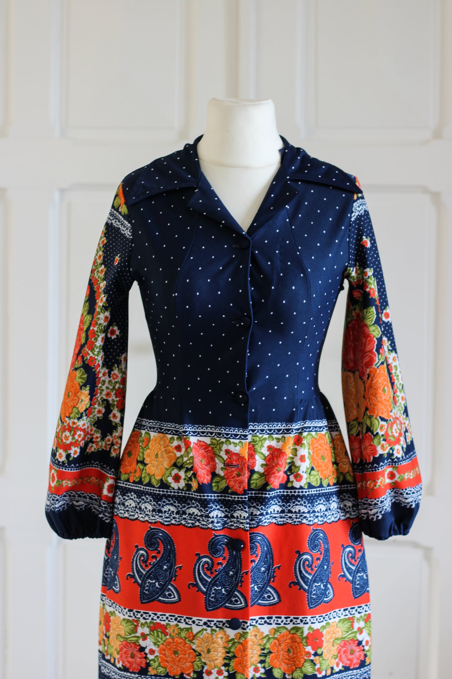 Fait main longue robe seventies