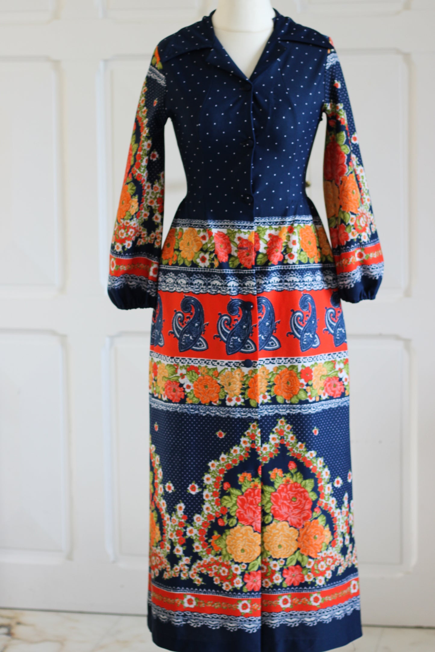 Fait main longue robe seventies