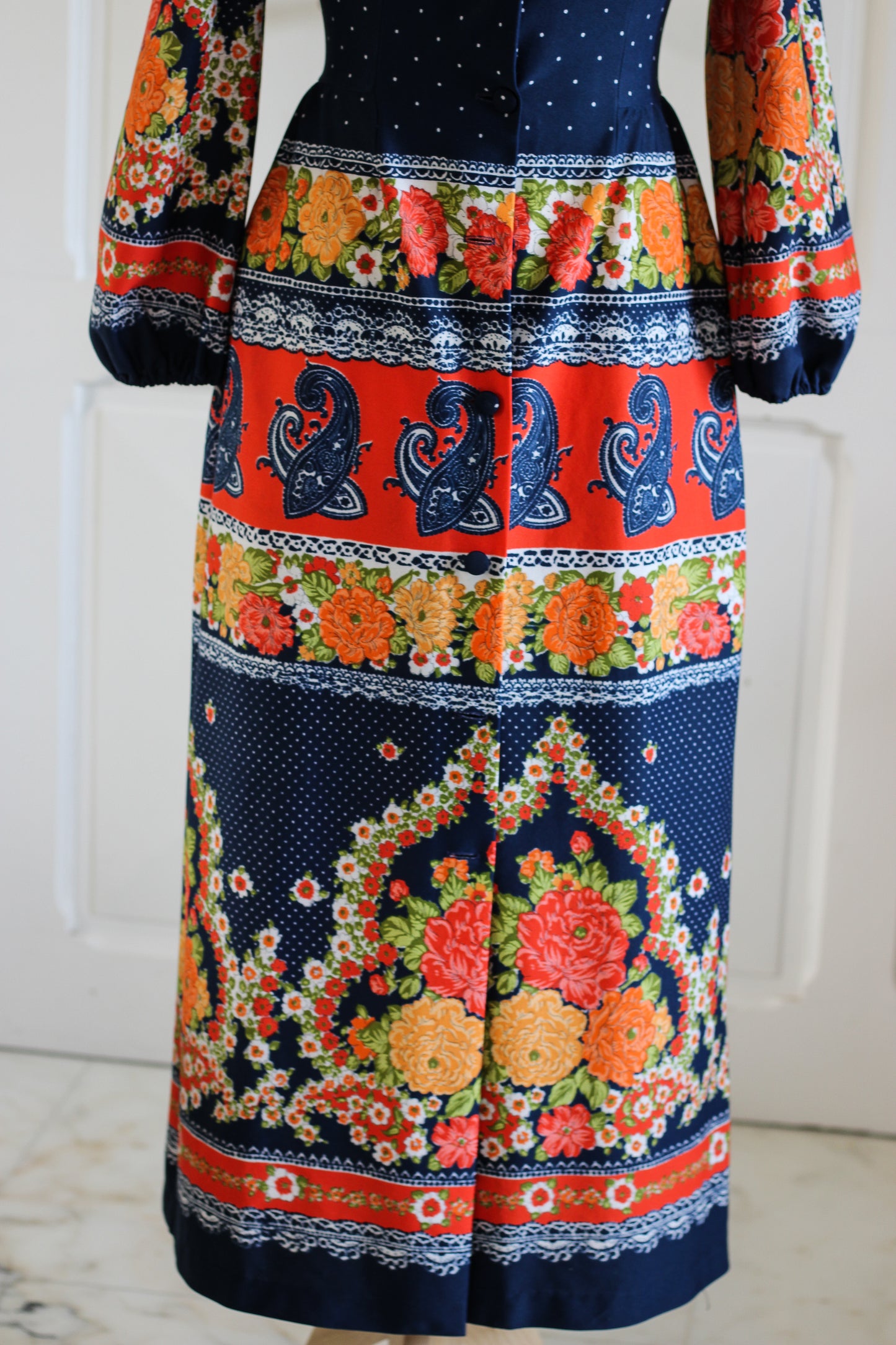 Fait main longue robe seventies