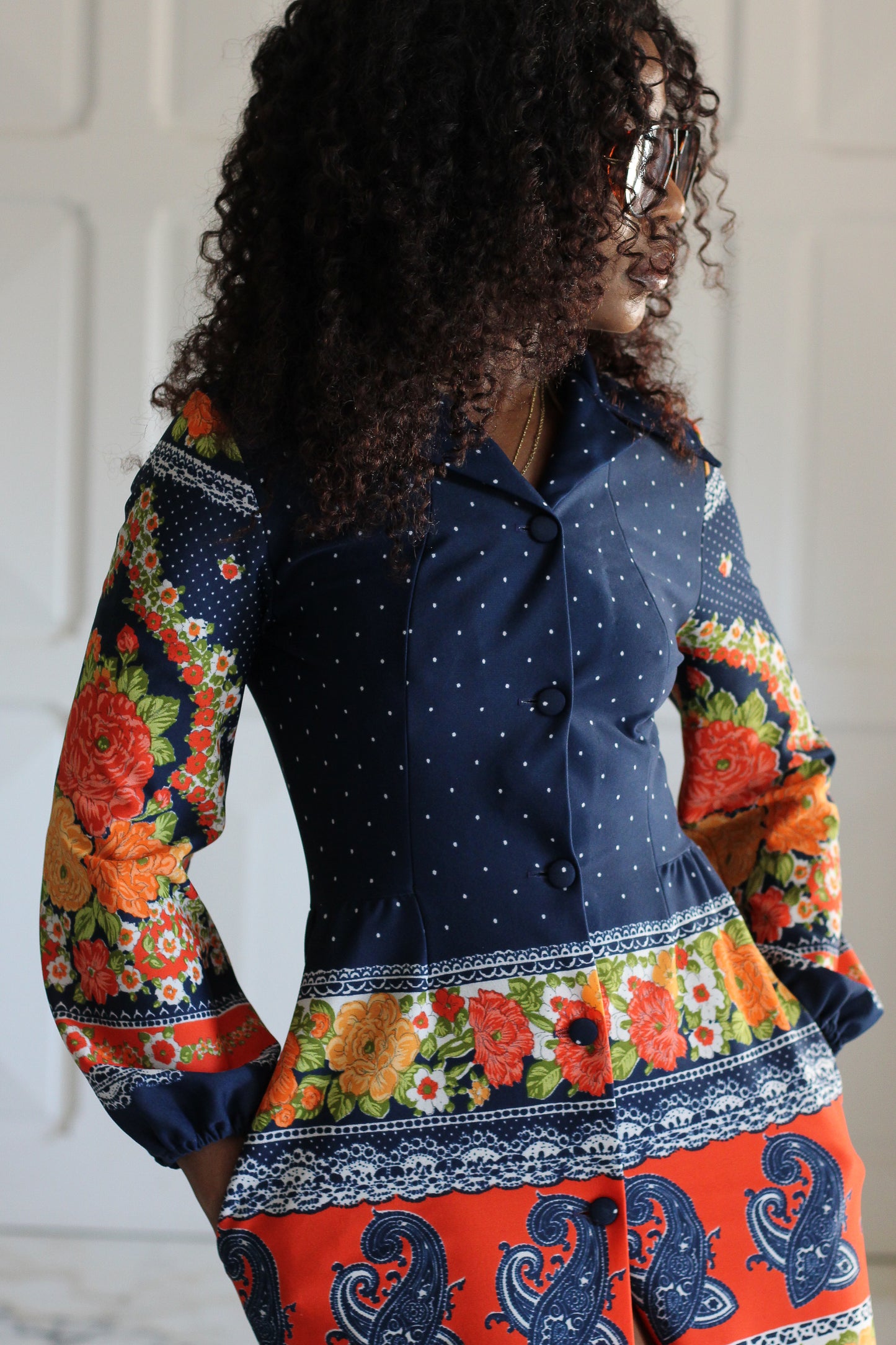 Fait main longue robe seventies