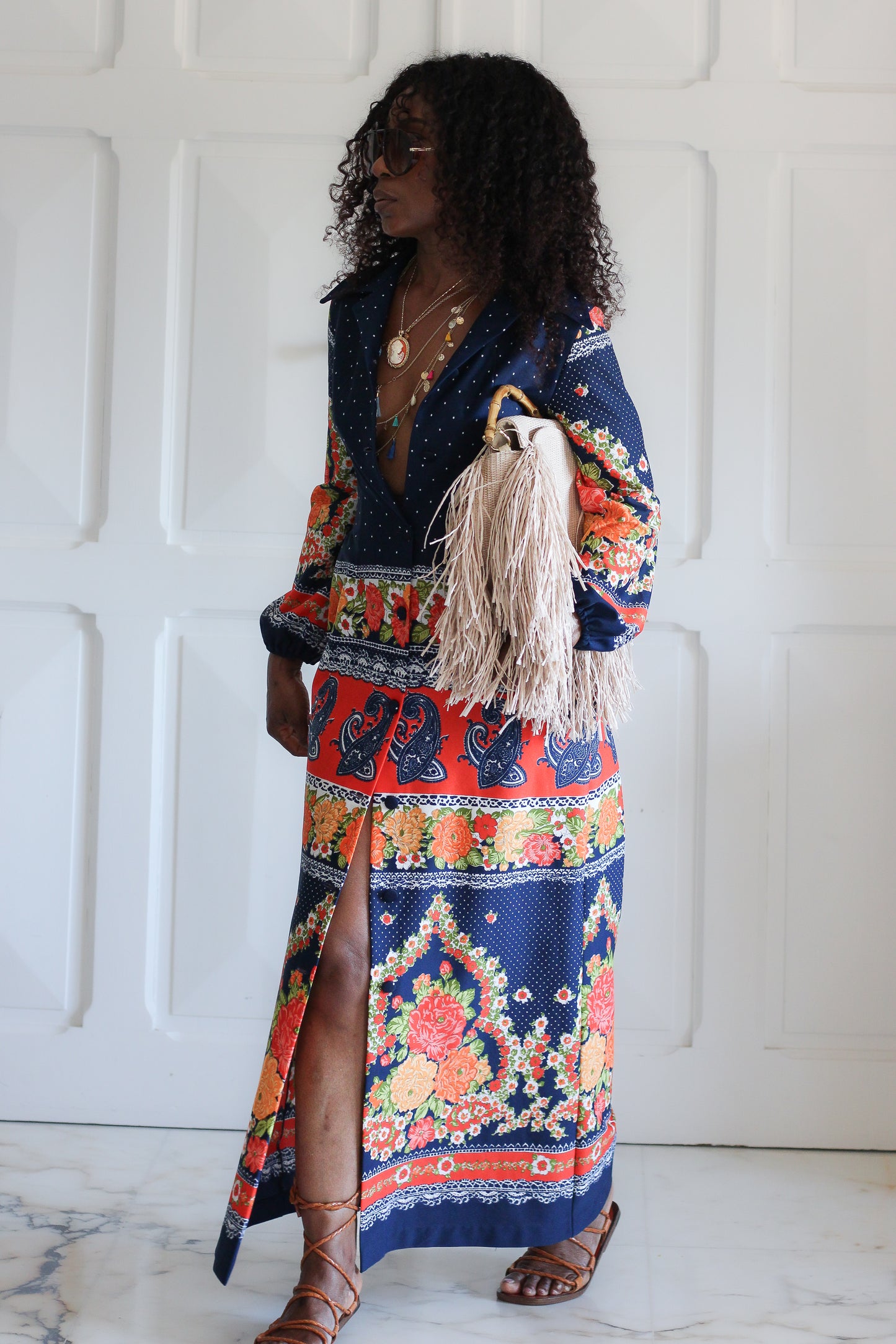 Fait main longue robe seventies