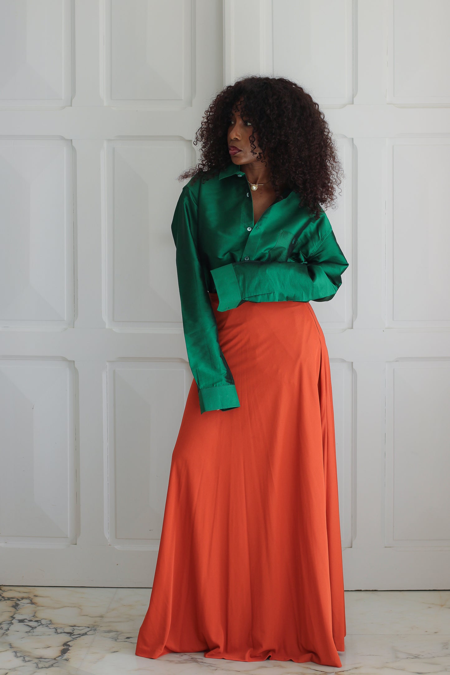 Arabel longue jupe orange