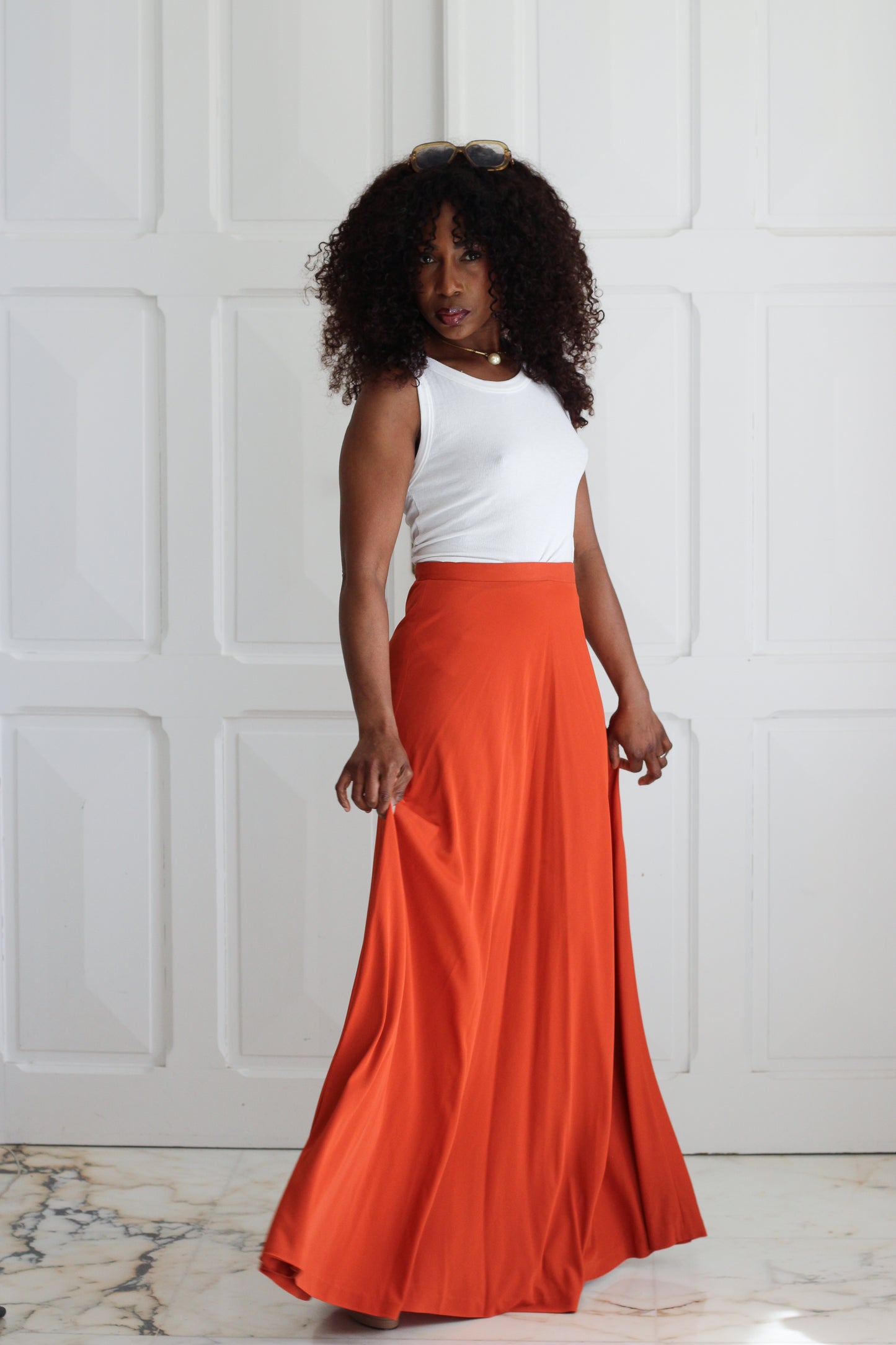 Arabel longue jupe orange