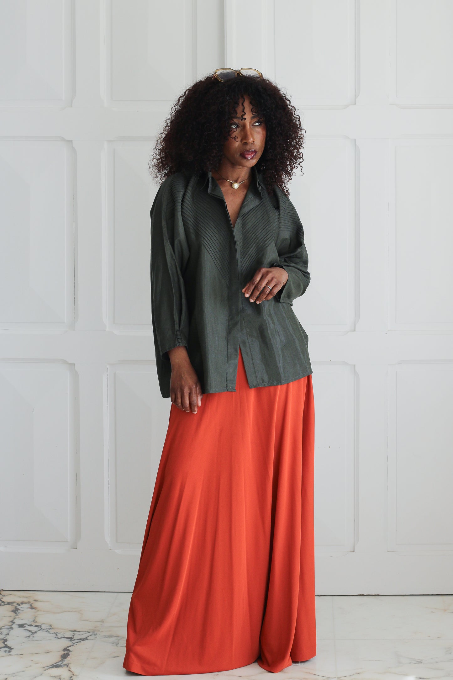 Arabel longue jupe orange