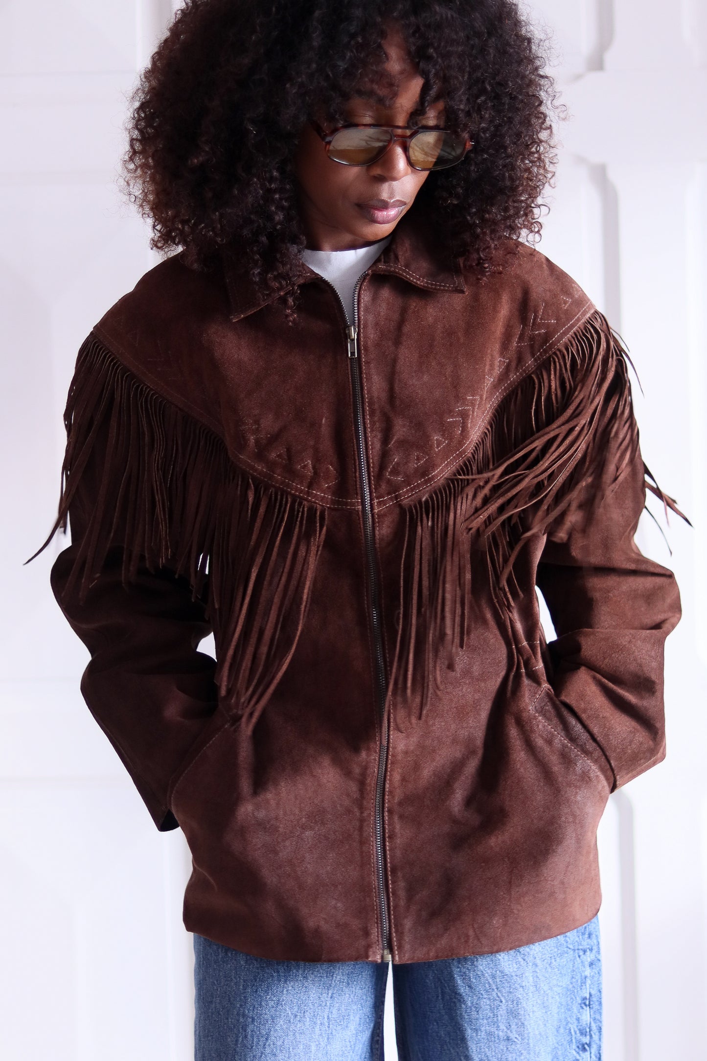 Alain Gabai veste cowboy à franges cuir daim