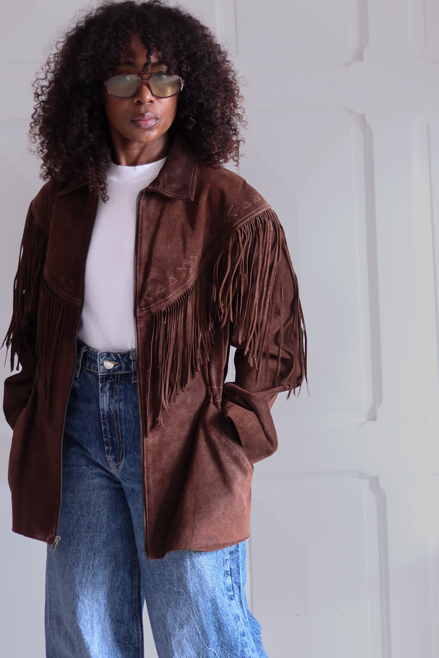 Alain Gabai veste cowboy à franges cuir daim