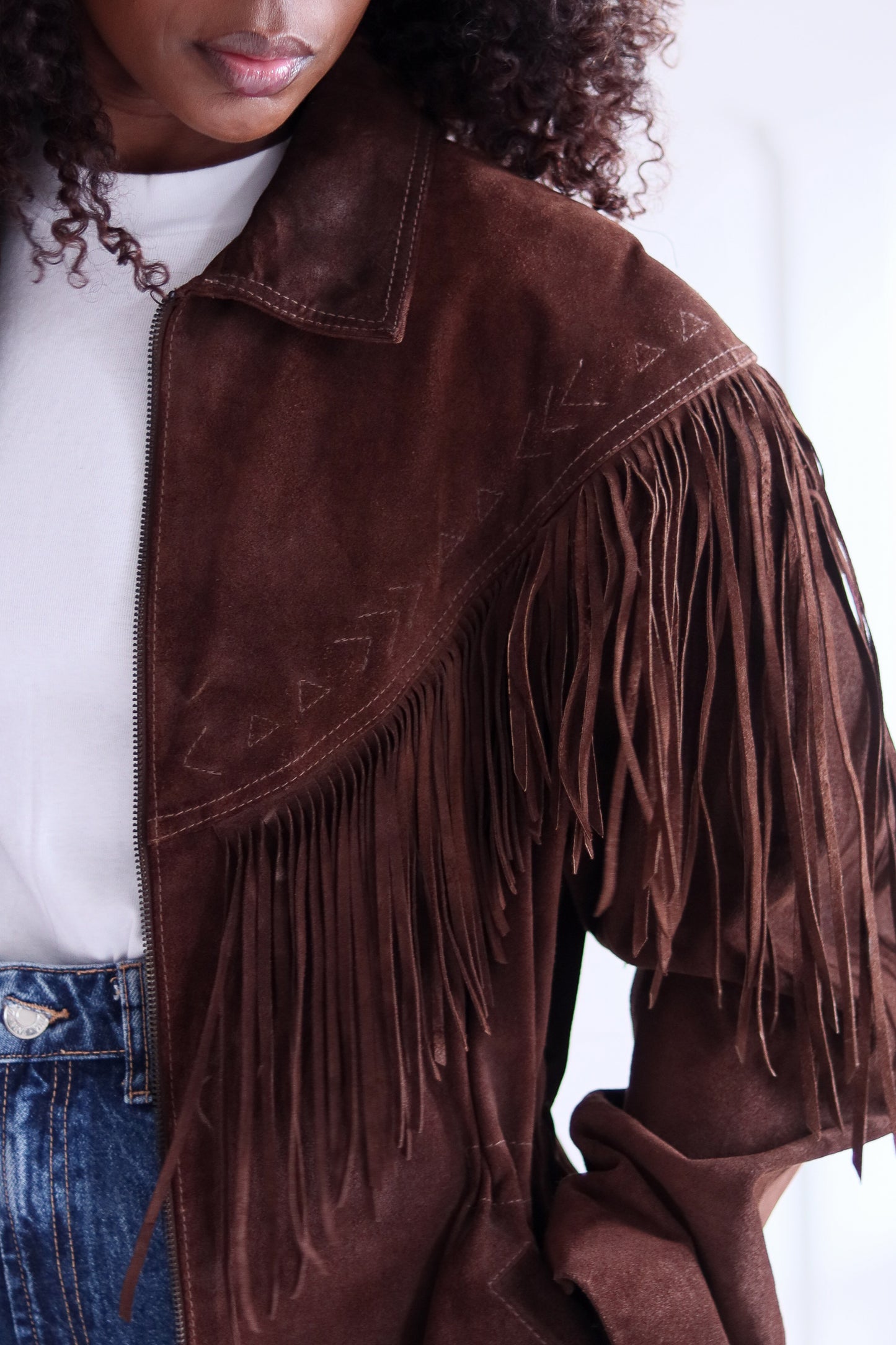 Alain Gabai veste cowboy à franges cuir daim