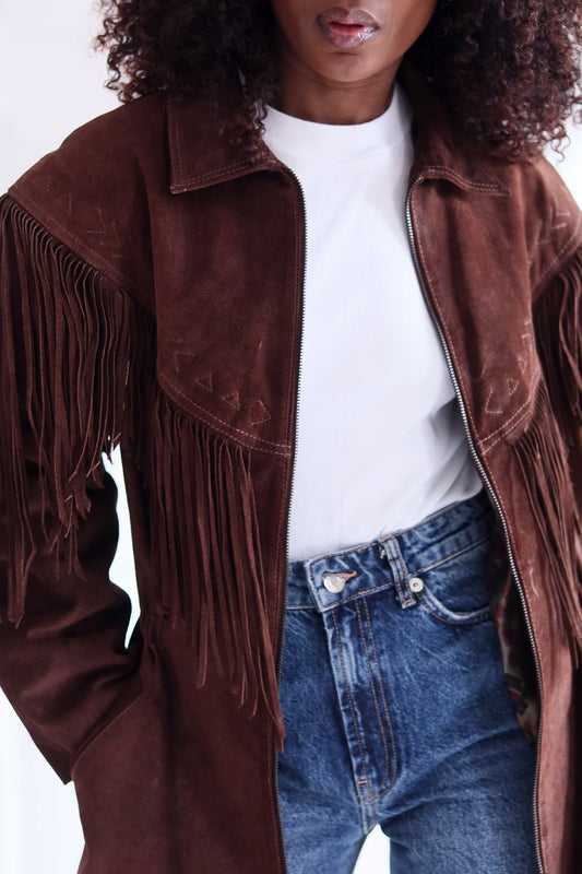 Alain Gabai veste cowboy à franges cuir daim