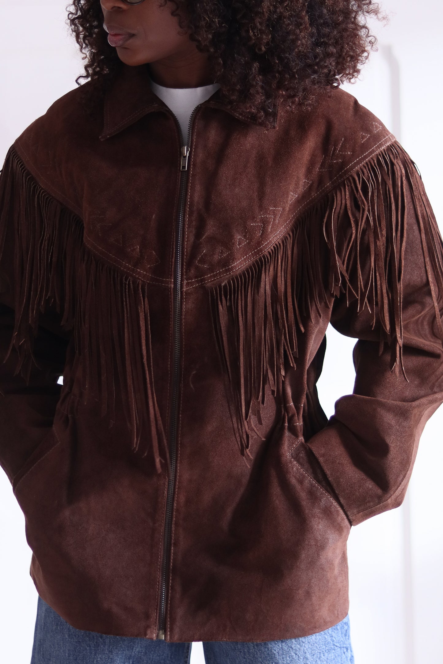 Alain Gabai veste cowboy à franges cuir daim