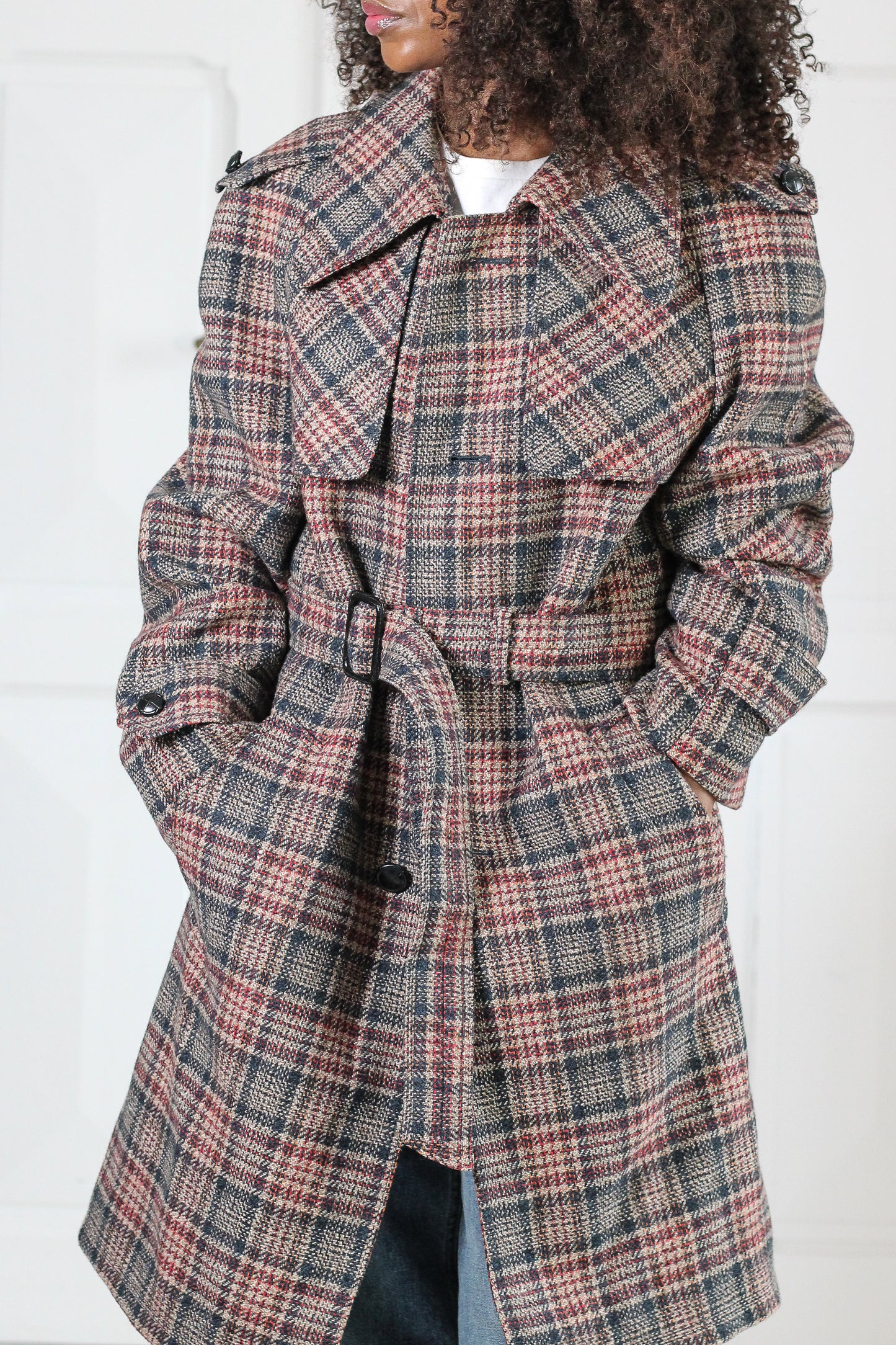 Manteau à motifs carreaux