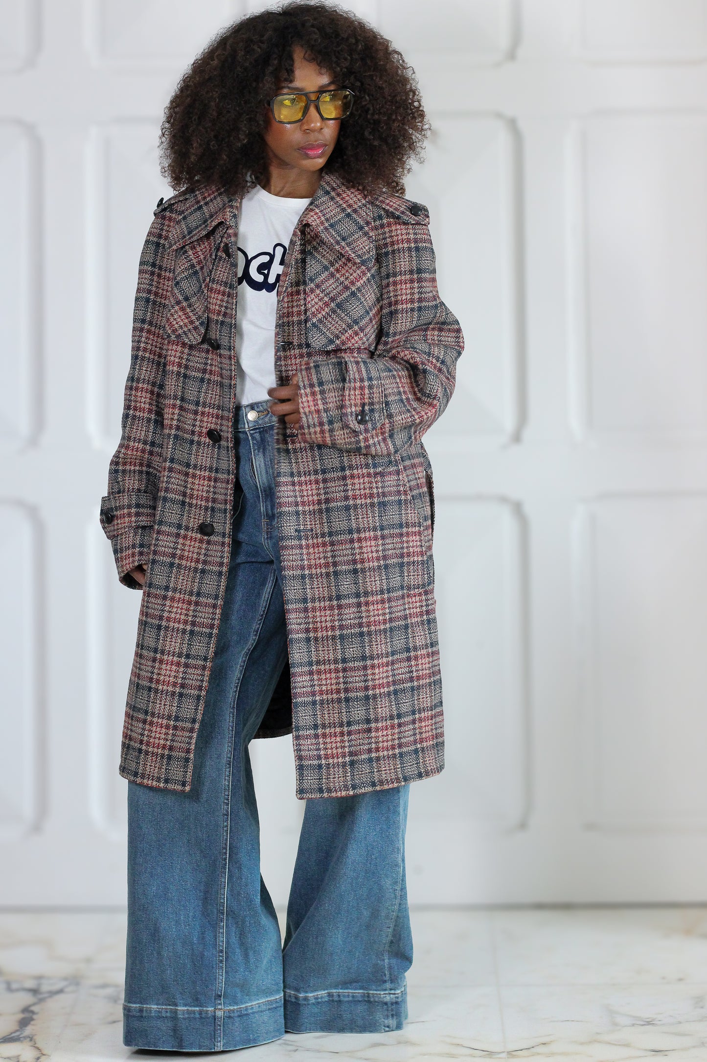 Manteau à motifs carreaux