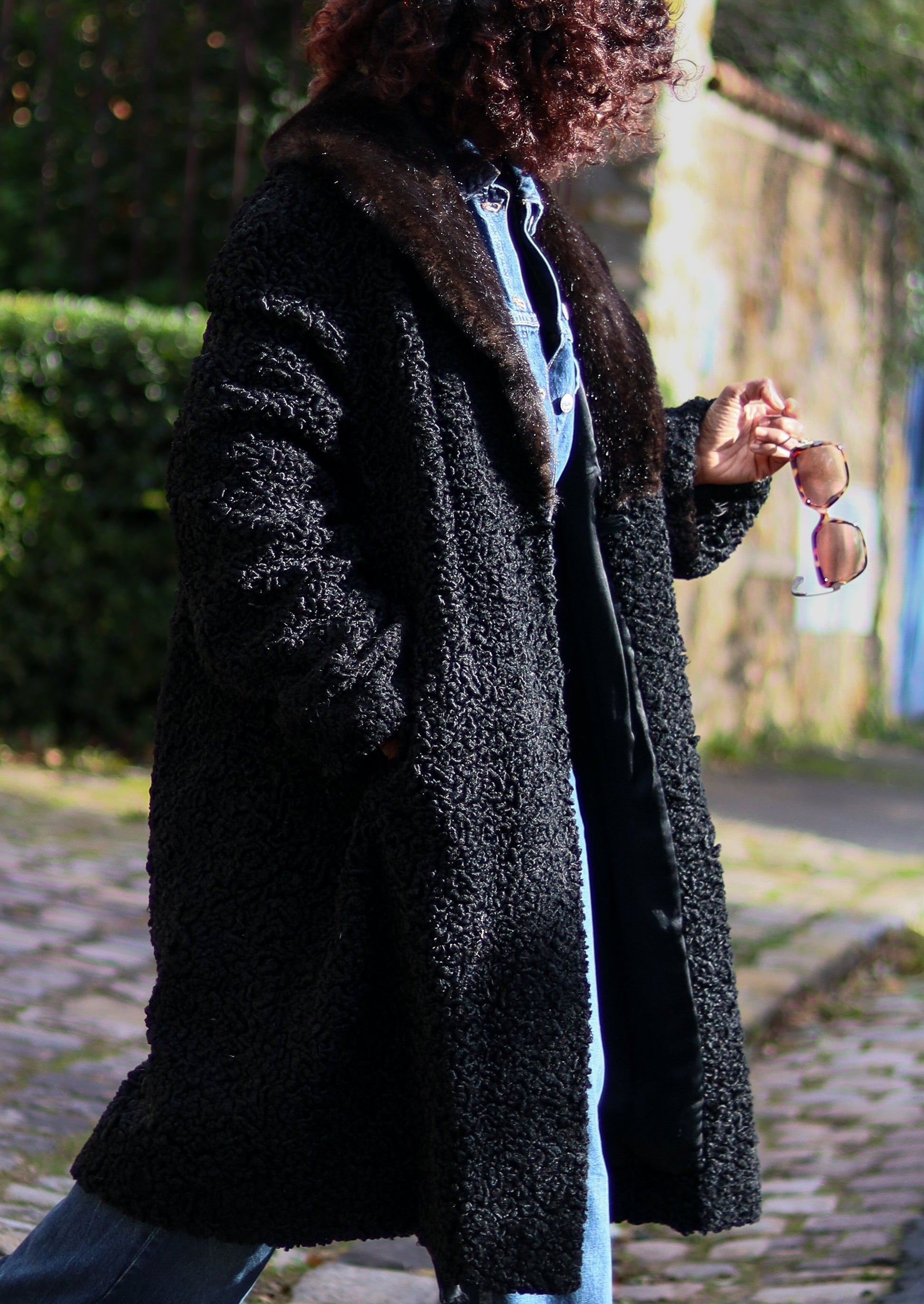 Manteau astrakan noir sale
