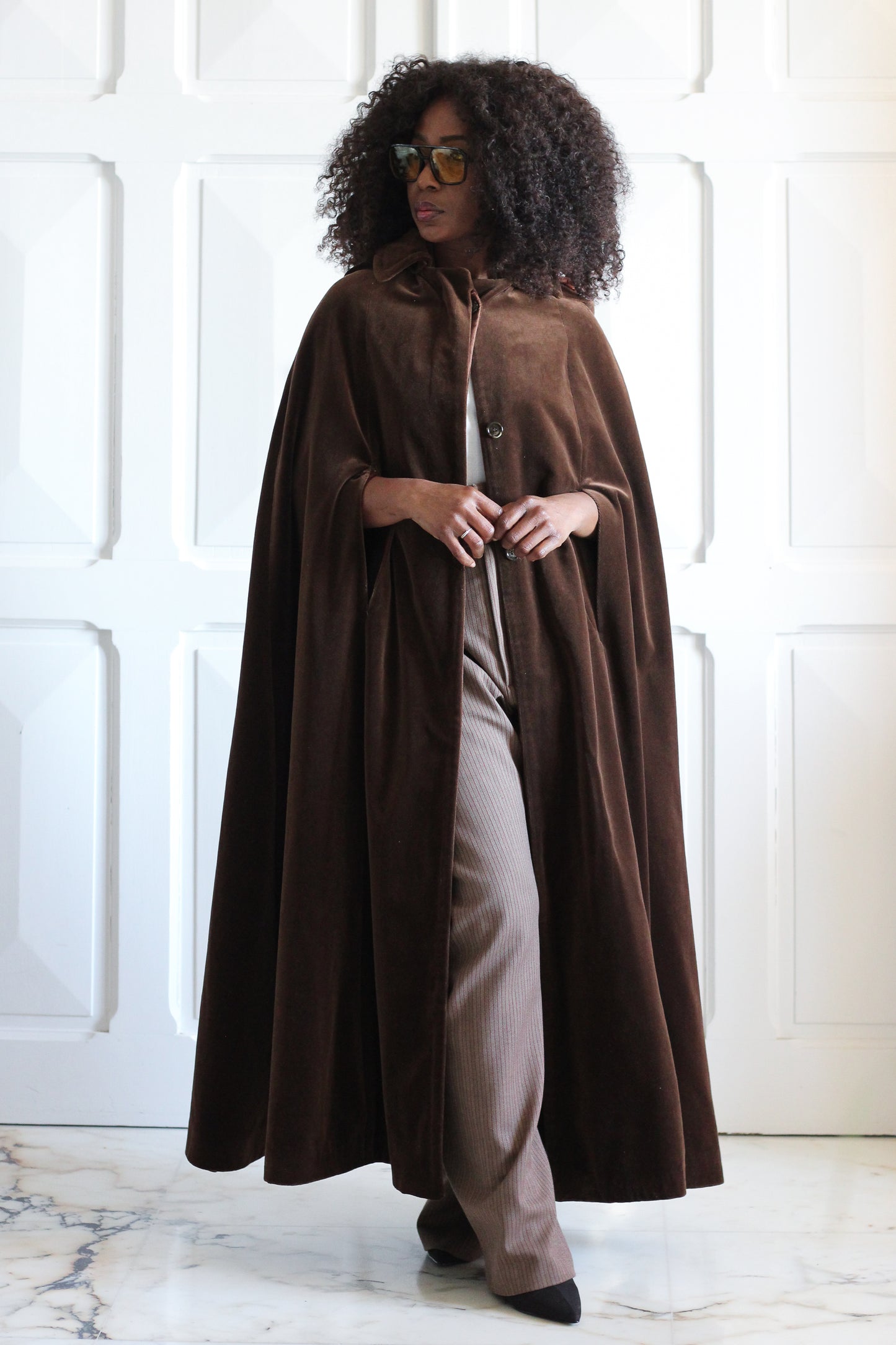 Fait main cape en velours chocolat