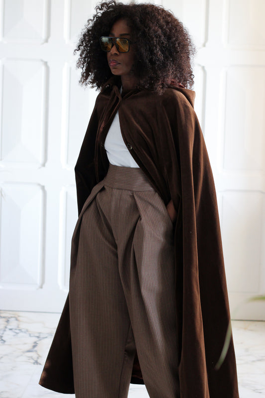 Fait main cape en velours chocolat