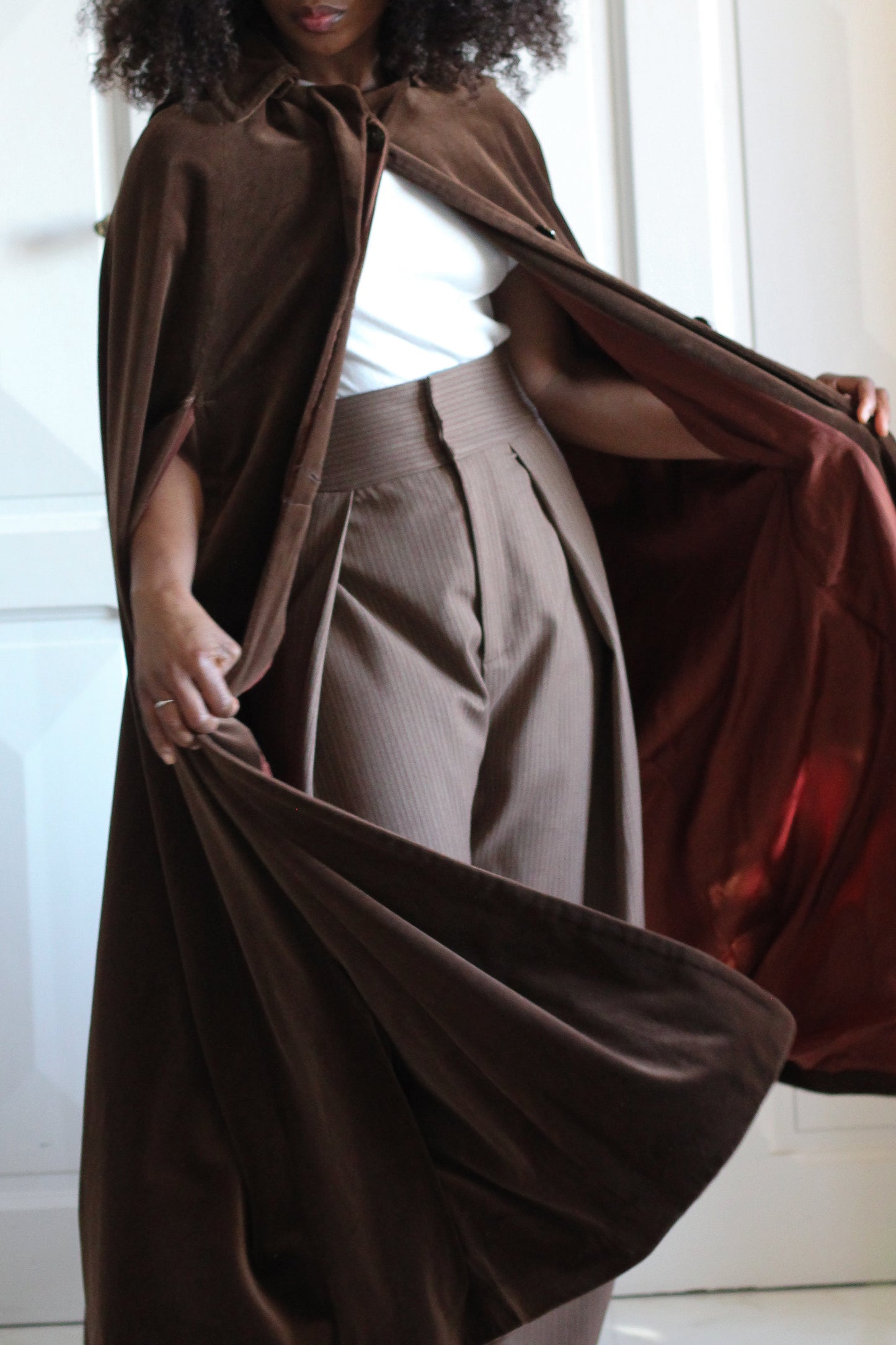 Fait main cape en velours chocolat