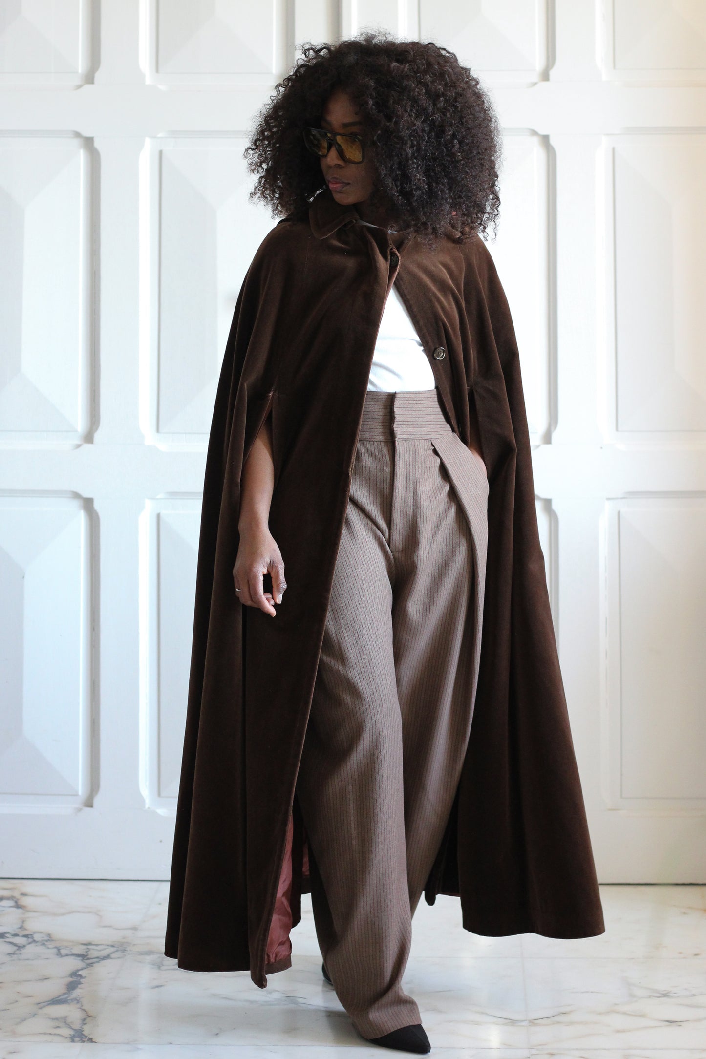 Fait main cape en velours chocolat