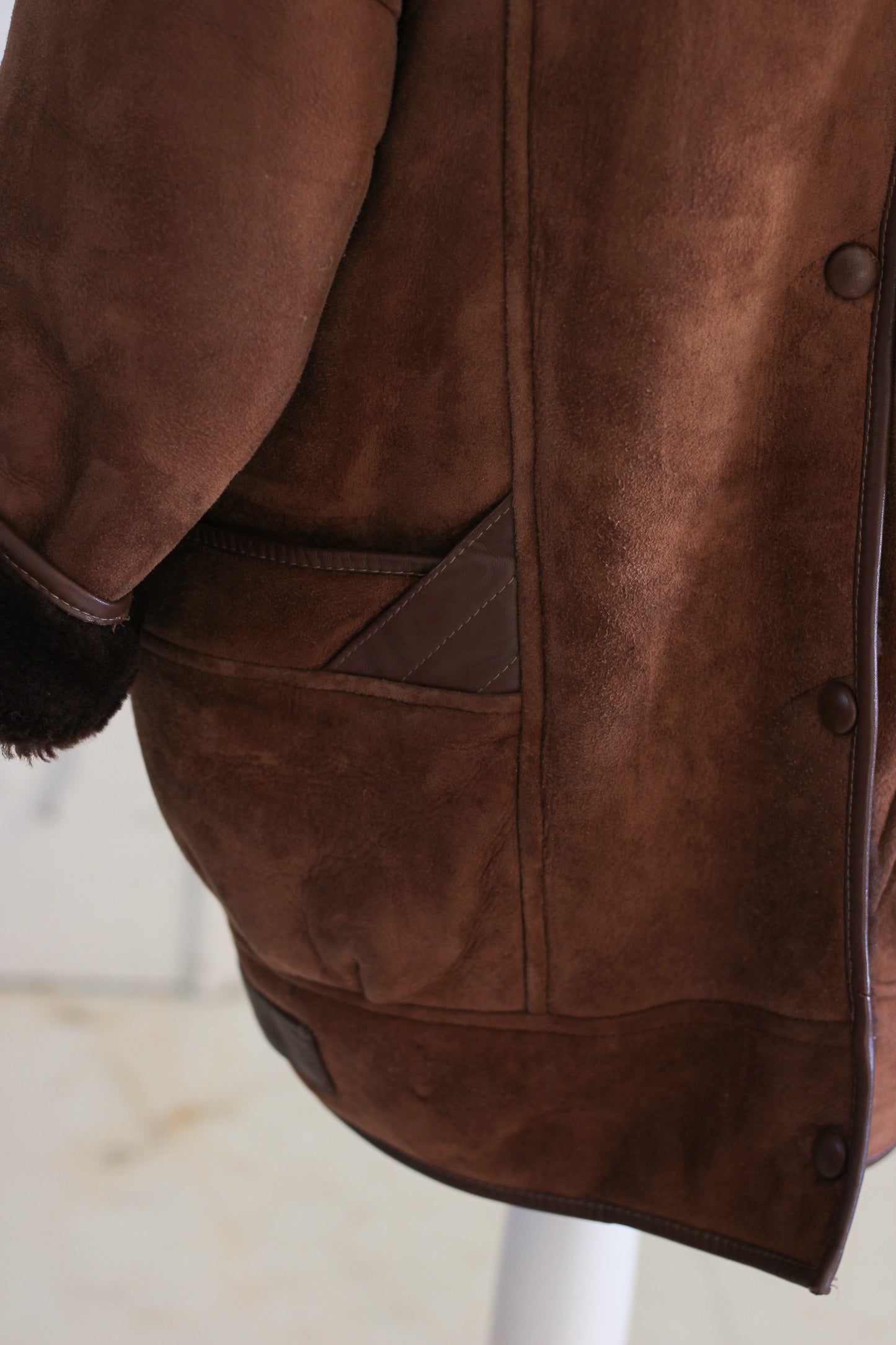 Manteau peau lainée vintage marron