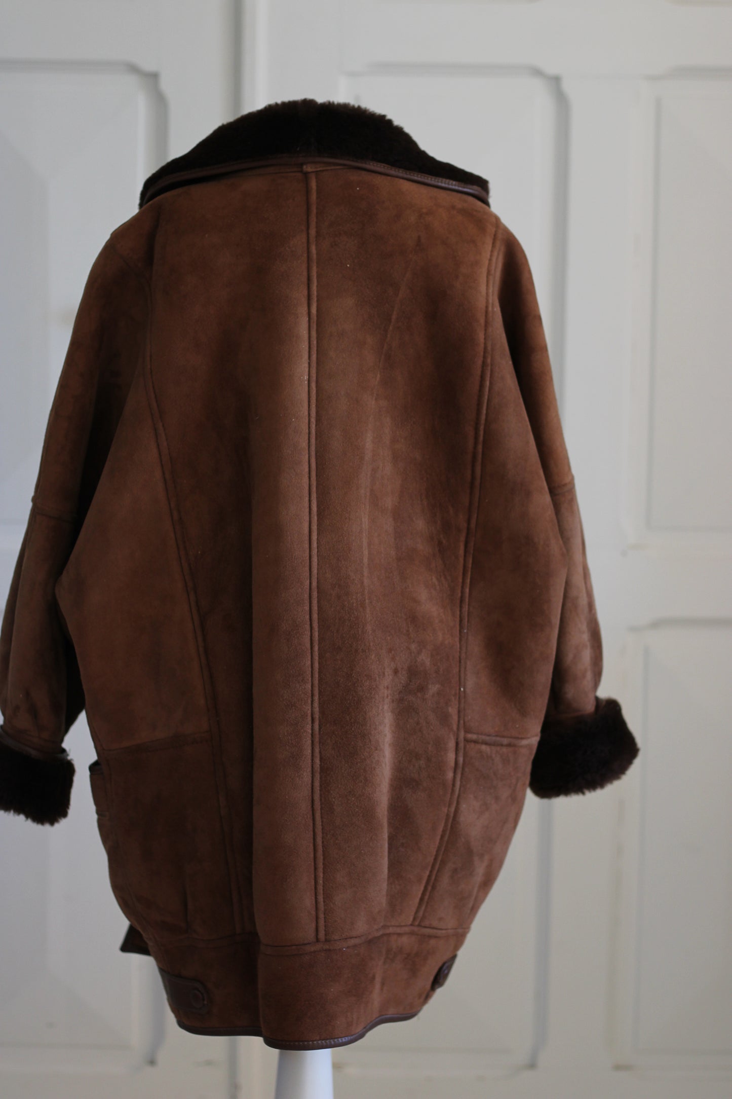 Manteau peau lainée vintage marron