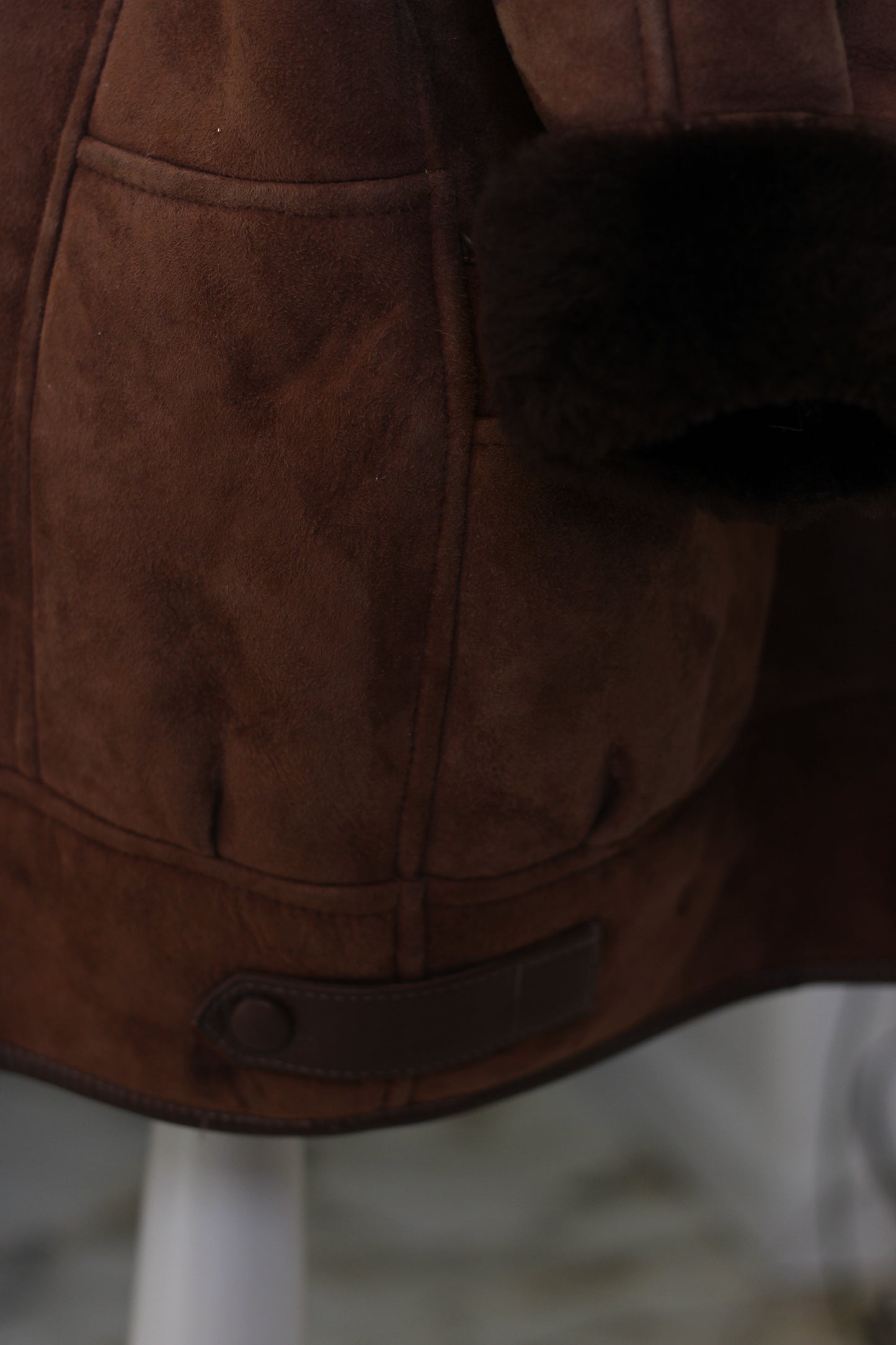 Manteau peau lainée vintage marron