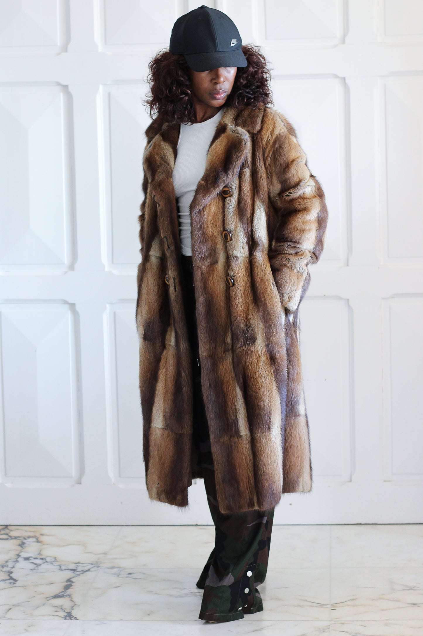 Manteau long vintage en fourrure