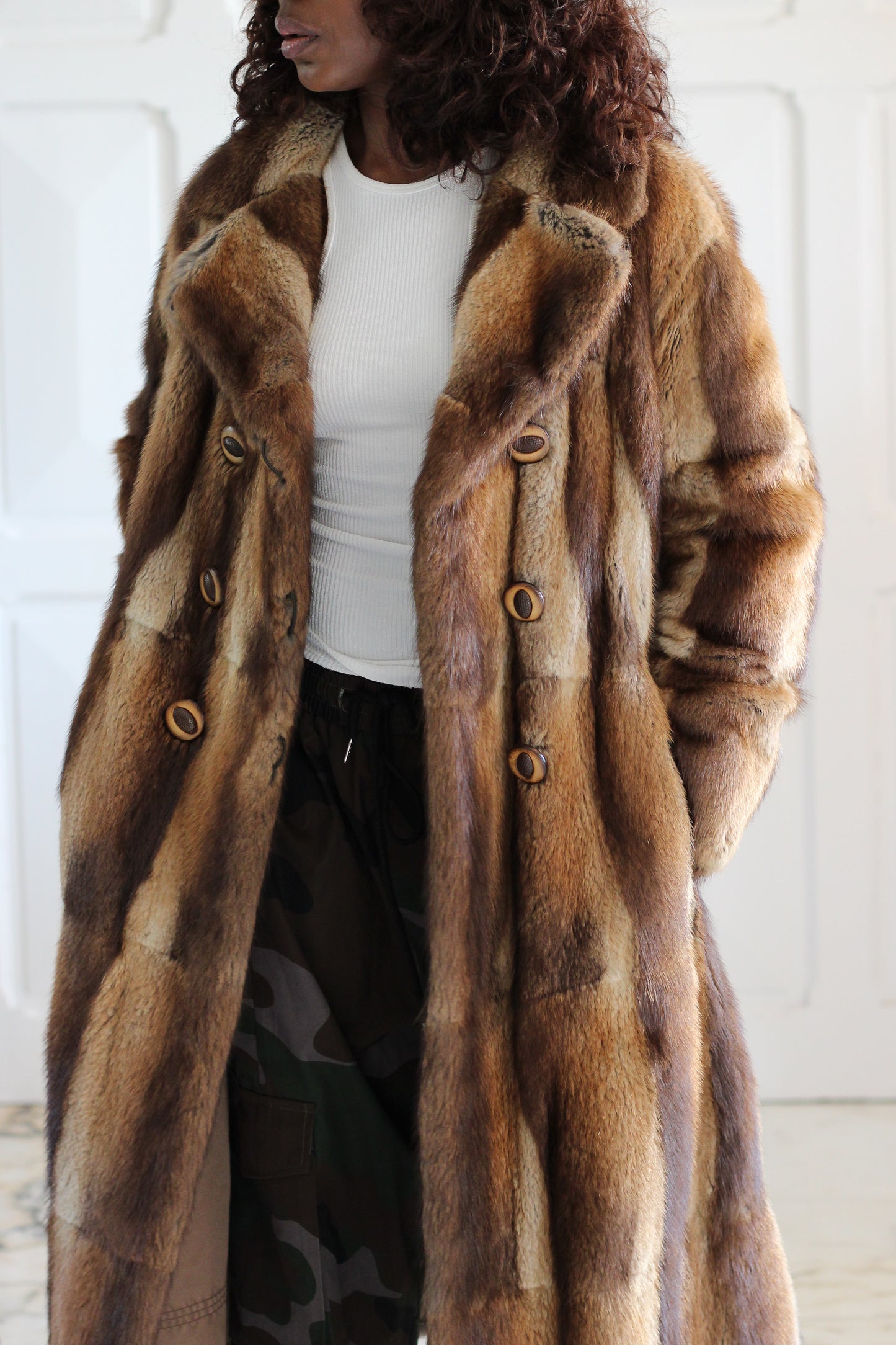 Manteau long vintage en fourrure
