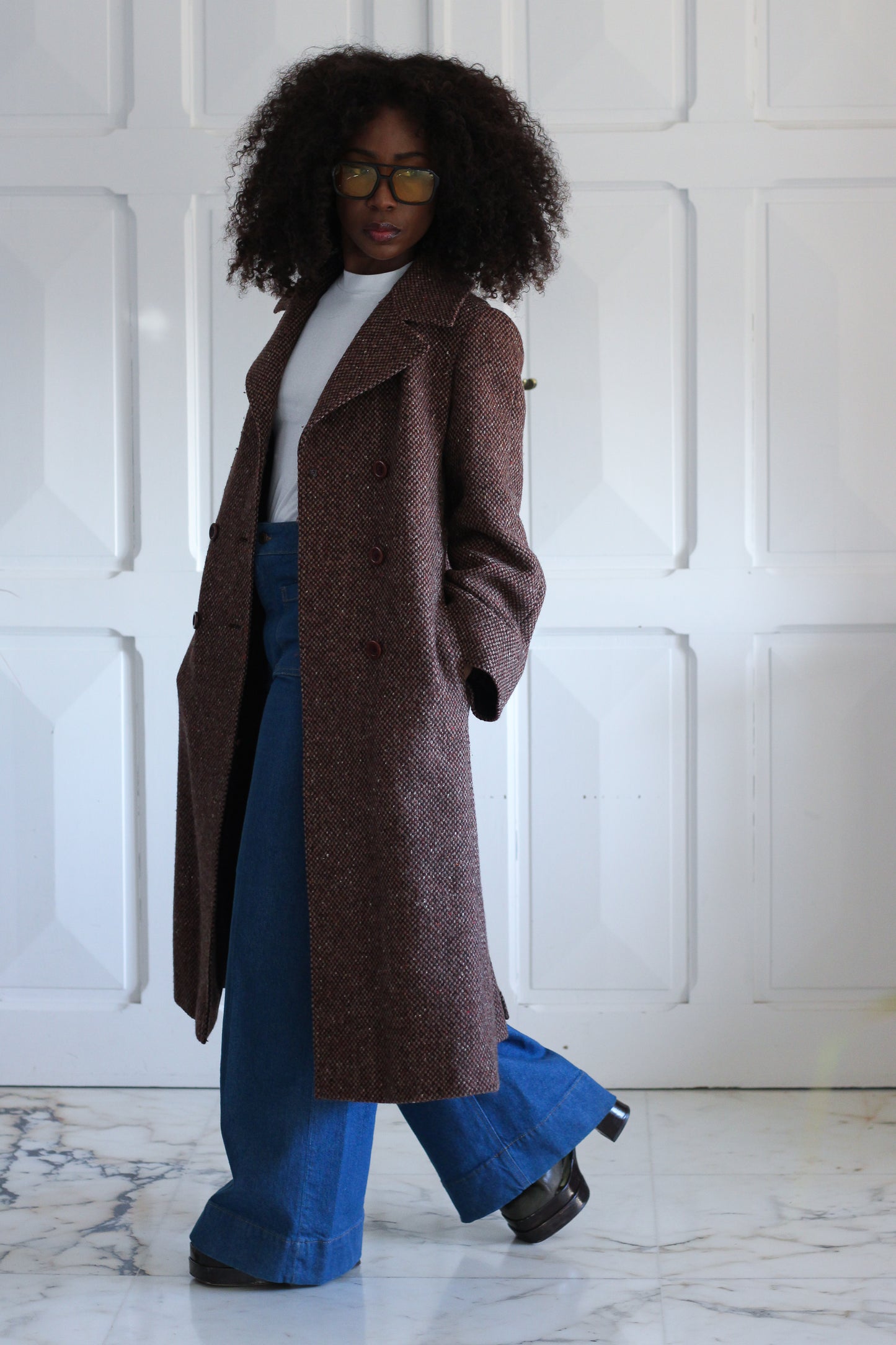 Manteau en laine col large