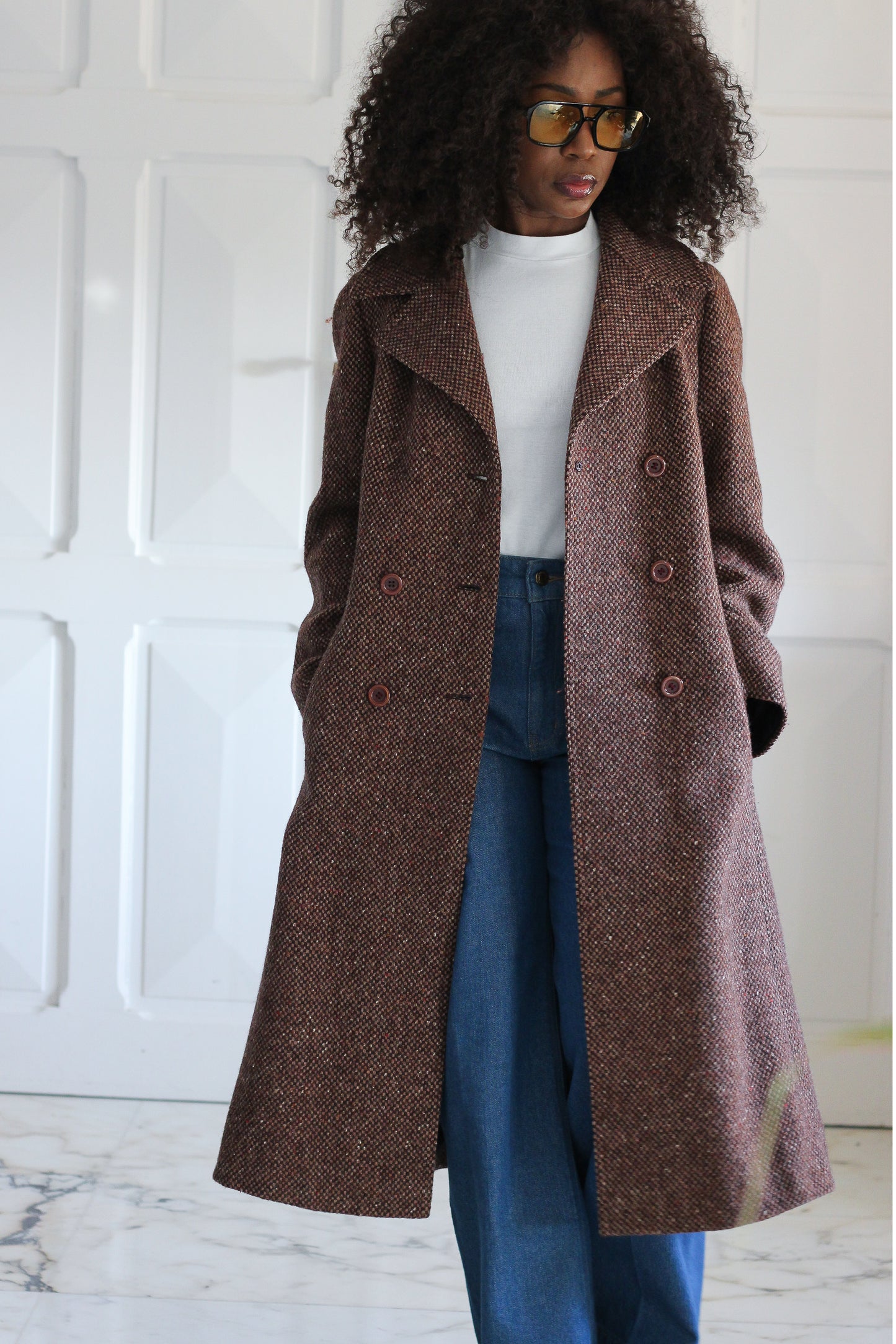 Manteau en laine col large