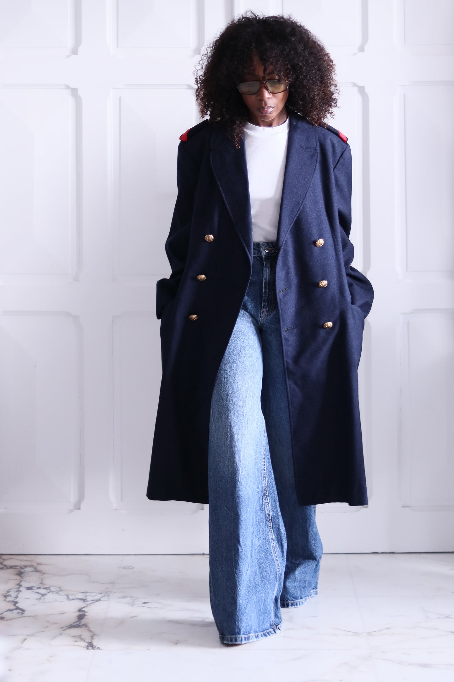 Manteau officier en laine