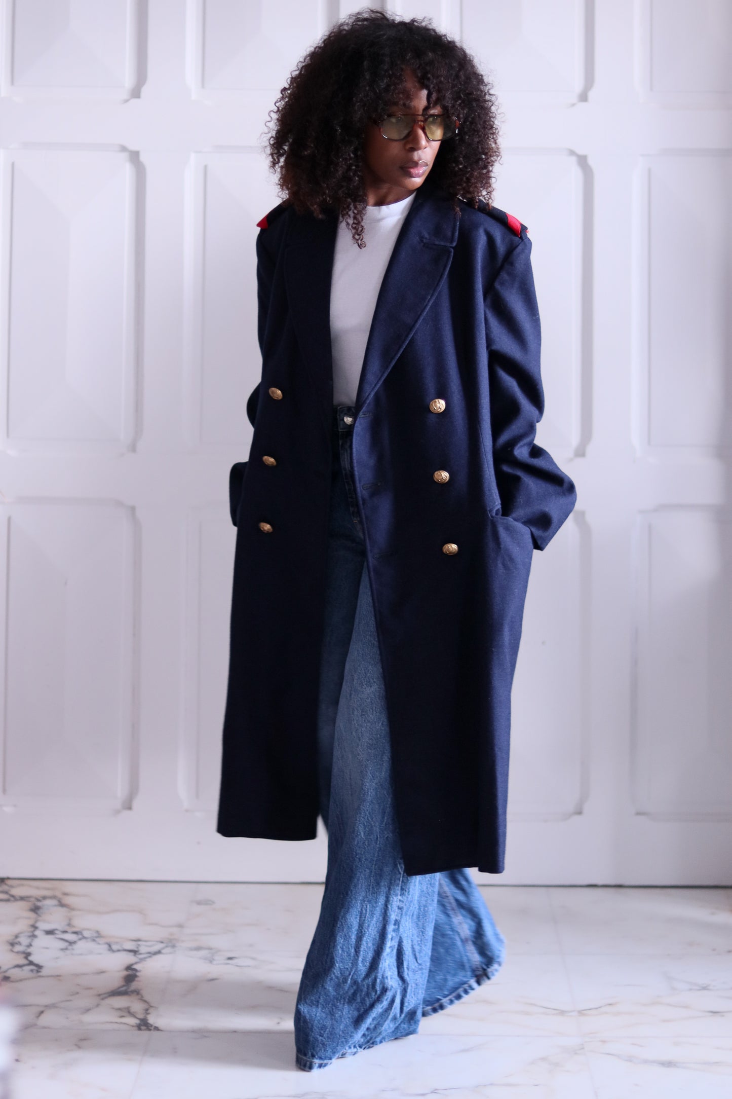 Manteau officier en laine