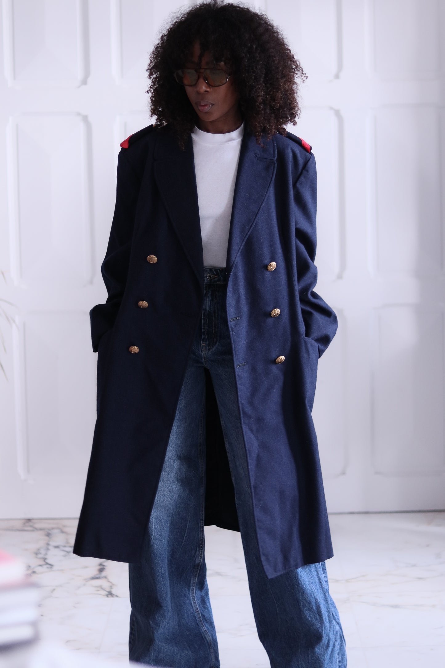 Manteau officier en laine