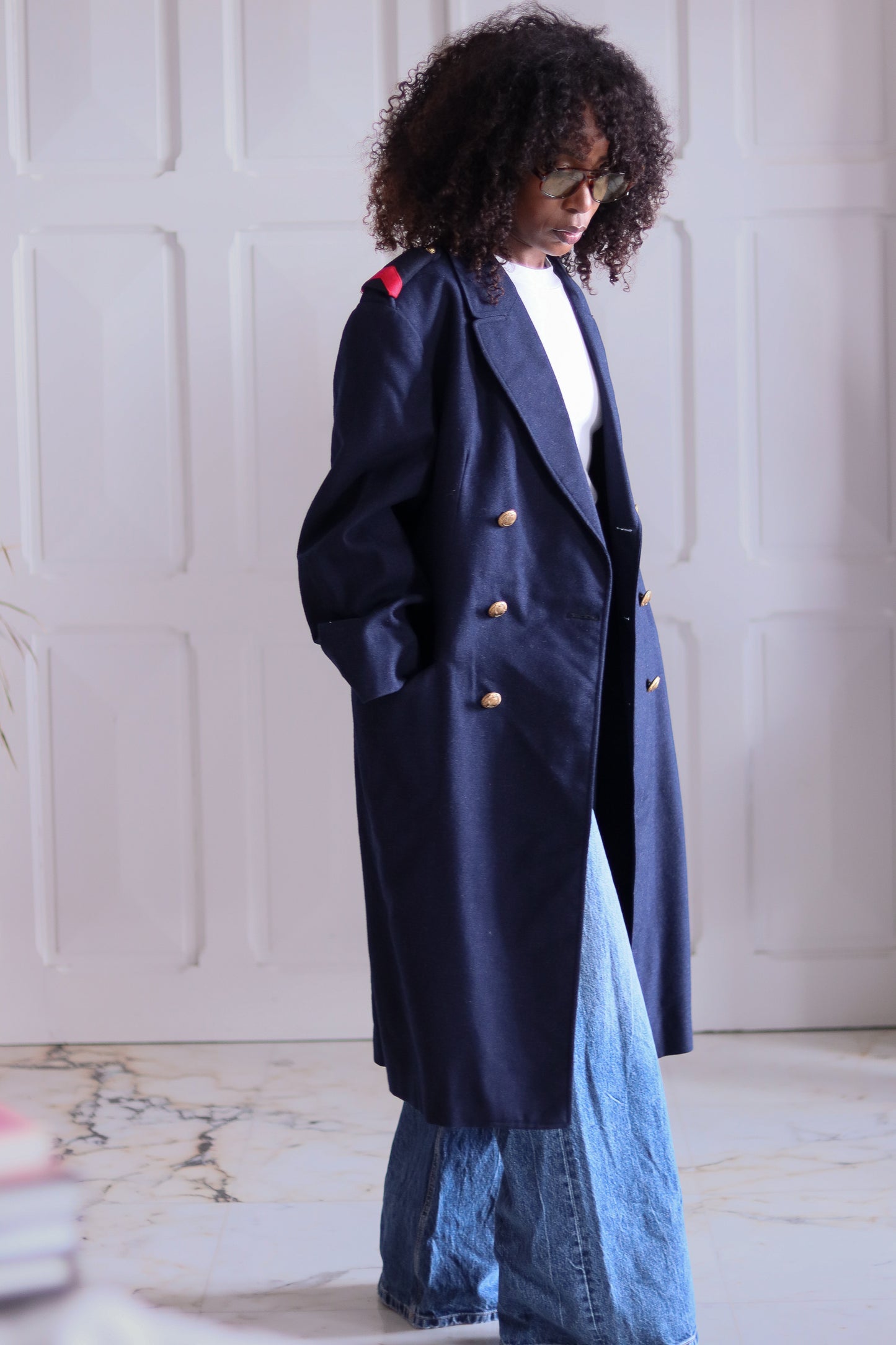 Manteau officier en laine