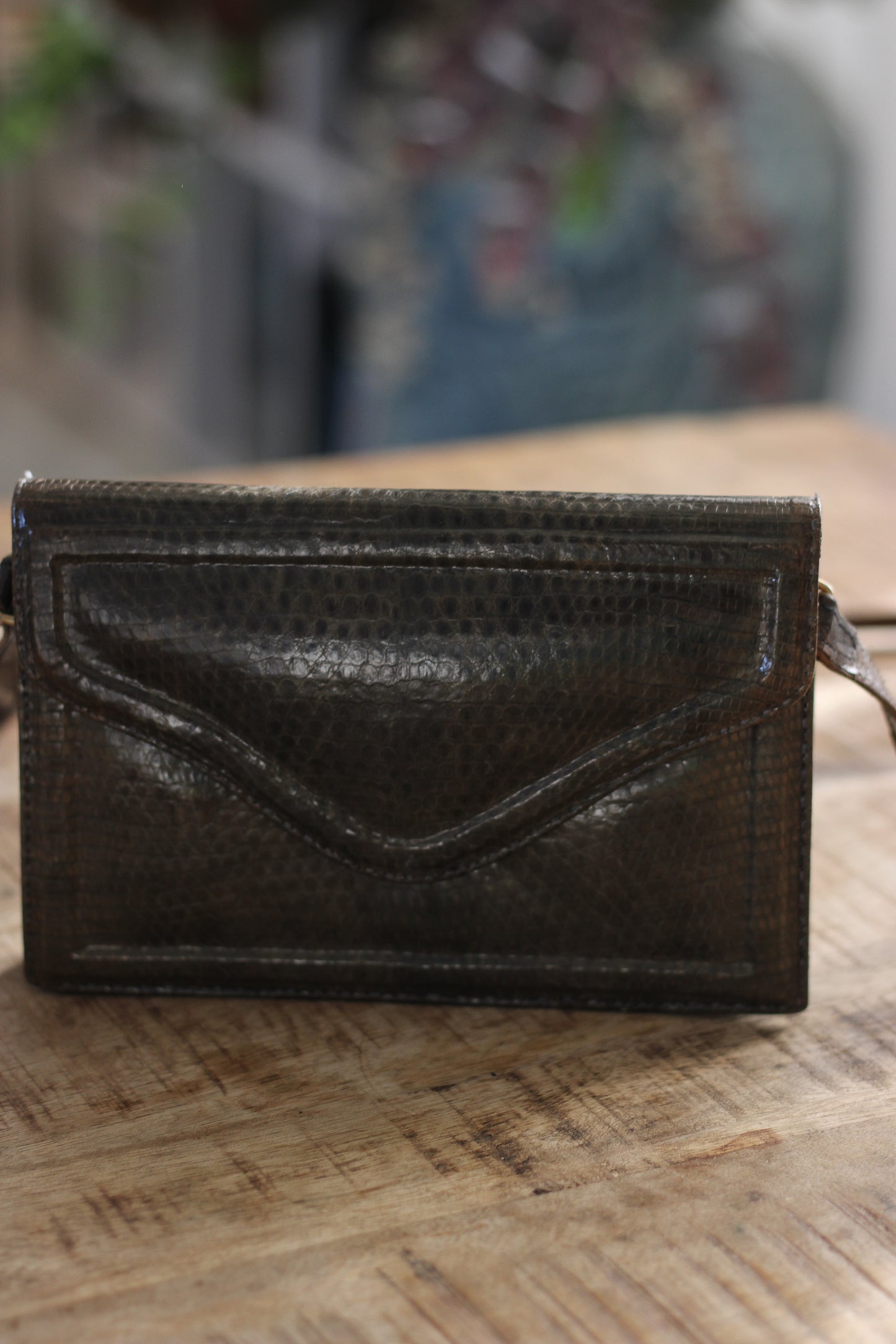 Mini sac pochette en cuir exotique